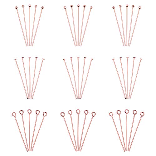 300pcs-ball & Flat & Eye Pins-rose Gold