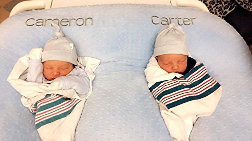 Twin Z Pillow Blue - Nursing & Bottle Feeding Support for Twins, Tummy Time & Reflux Relief, Pregnancy Pillow (No Foam) | Essential Baby Gear for Newborns & Infants | Perfect for Breastfeeding Moms & Twin Parenting