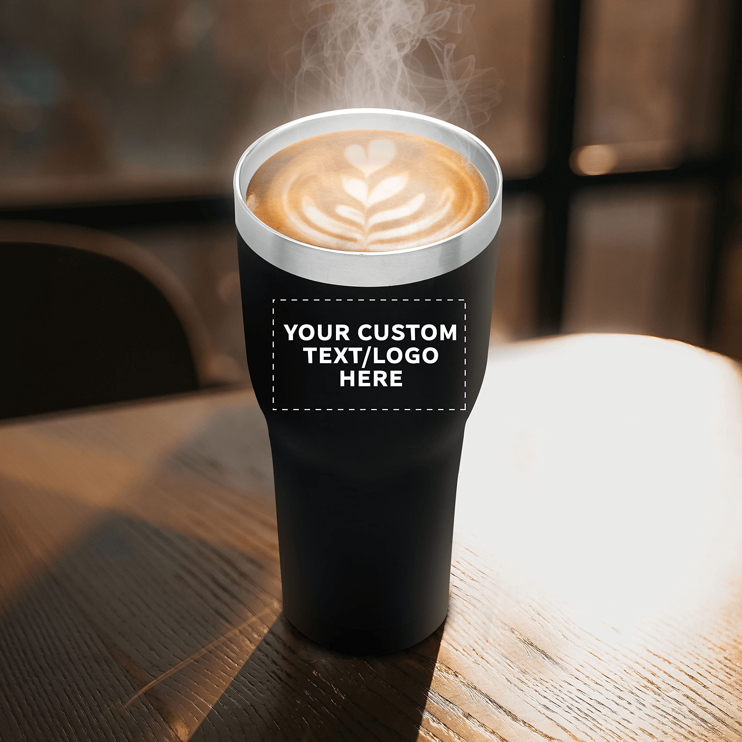 Custom 30 oz Big League Travel Tumblers - Set of 24 Insulated Stainless Steel Cups with Double Wall Vacuum - Personalized Bulk Pack for Coffee, Tea, Hot Cocoa & Cold Drinks - Perfect for Team Sports, Office, Camping & Outdoor Activities - Black