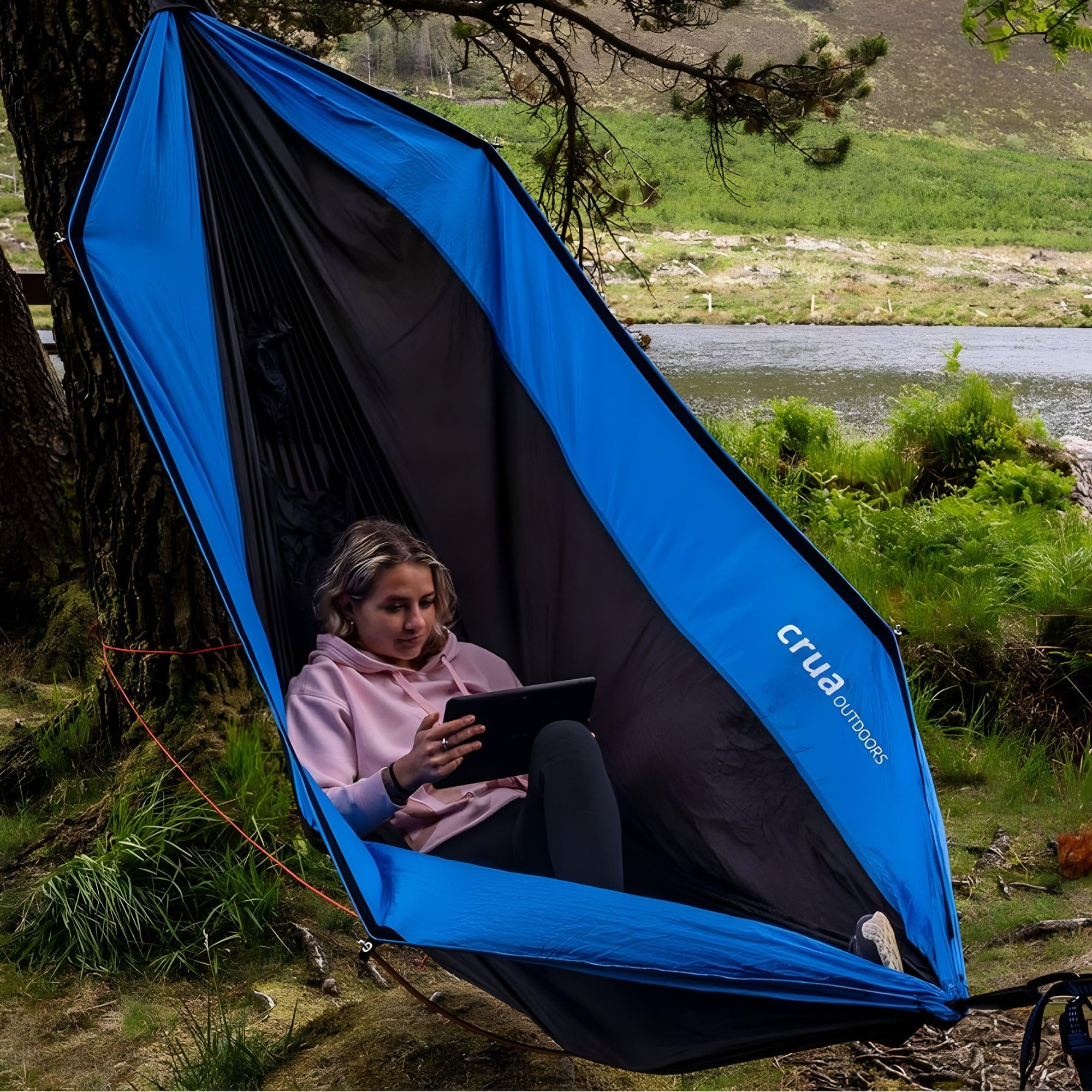 Crua Outdoors Koala Maxx - Premium Camping Hammock with Built-in Bug Net, Inflatable Air Pillow, Adjustable Tree Straps & 7 Storage Pockets | Perfect for Backpacking, Hiking & Outdoor Adventures
