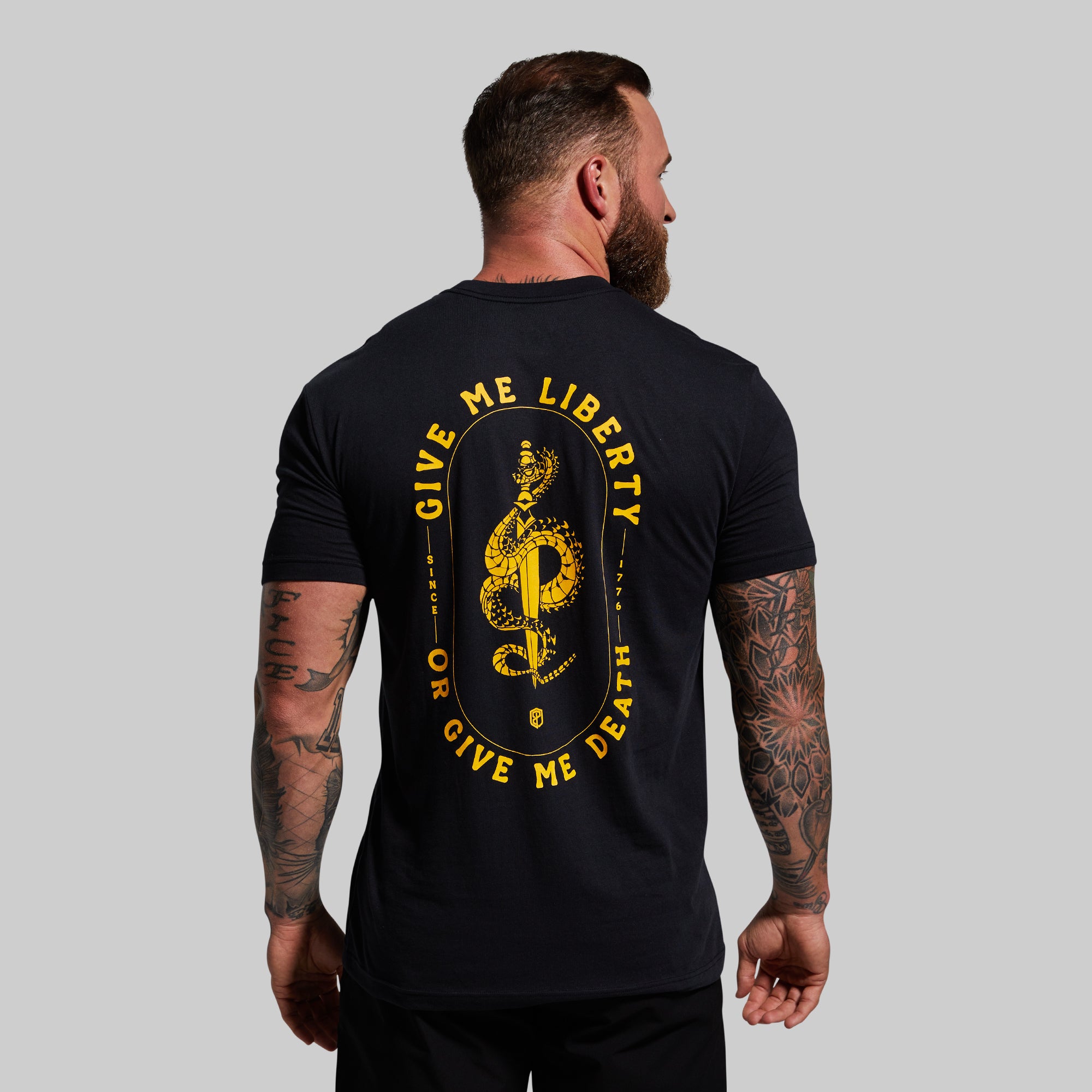 Give Me Liberty Graphic T-Shirt for Men & Women - Black Cotton Tee - Patriotic American Flag Shirt - Perfect for 4th of July, Veterans Day & Casual Wear