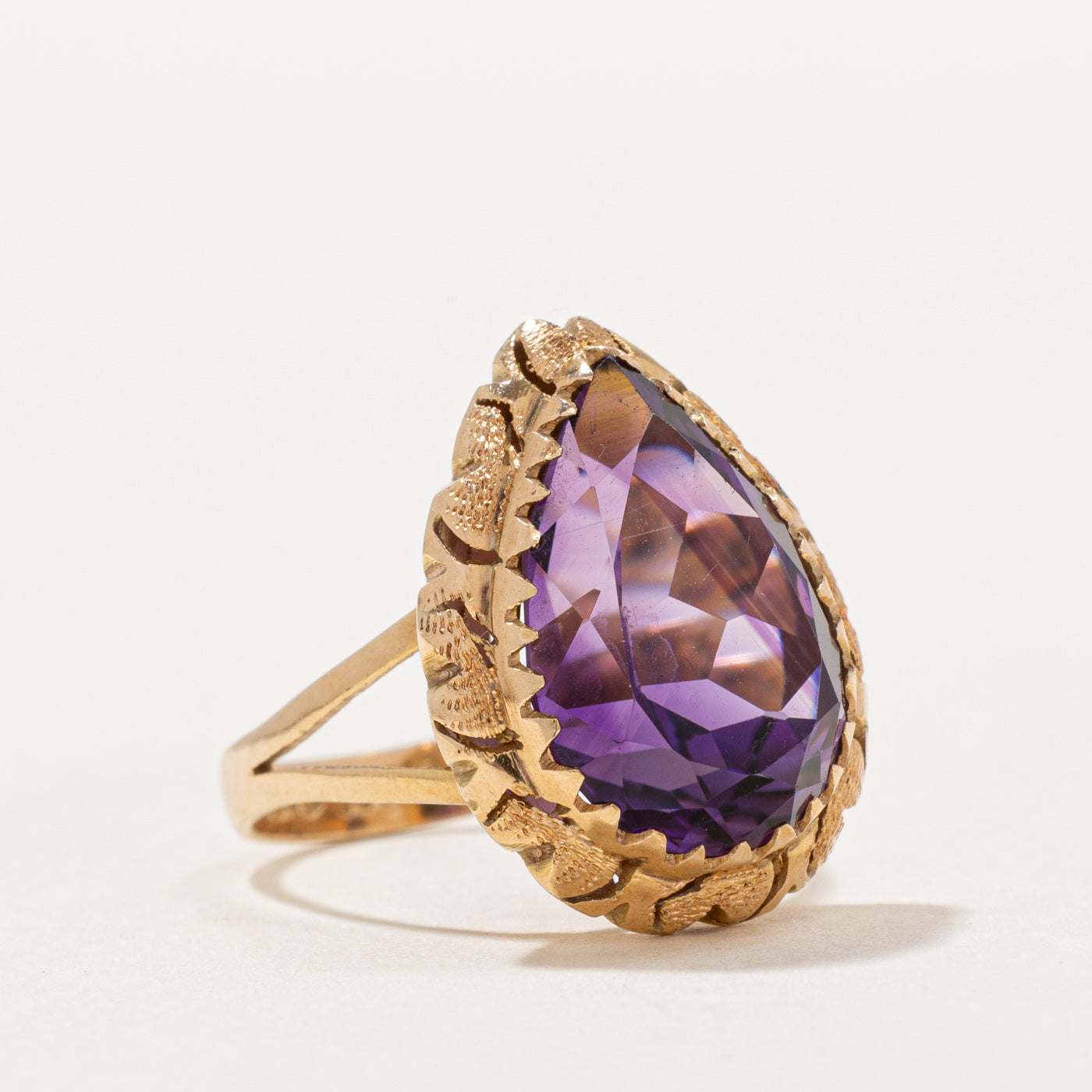 Elegant 7.00ct Pear Cut Amethyst Cocktail Ring Size 4.5 | Purple Gemstone Jewelry for Women | Perfect for Evening Parties, Weddings & Special Occasions