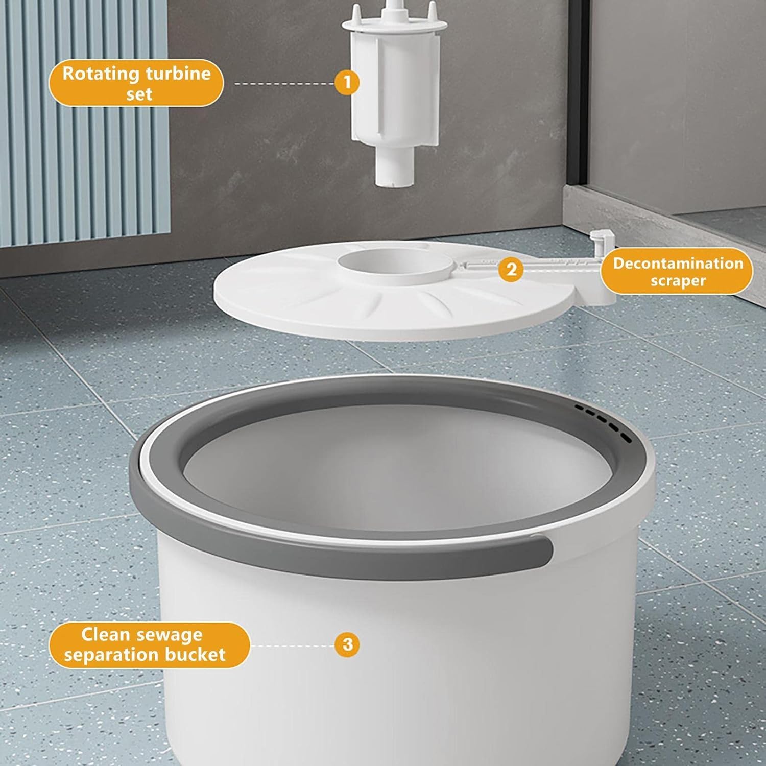 PROSFIA Self-Wringing Microfiber Spin Mop and Bucket Set with Wringer - Round Flat Floor Mop System with Dual Water Separation for Effective Floor Cleaning - Perfect for Hardwood, Tile, and Laminate Floors in Homes & Offices