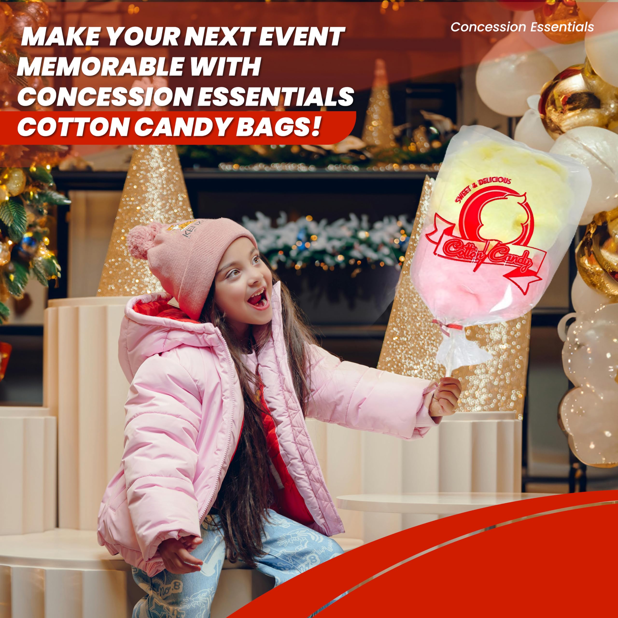 300 Count Cotton Candy Bags with Twist Ties - 0.5