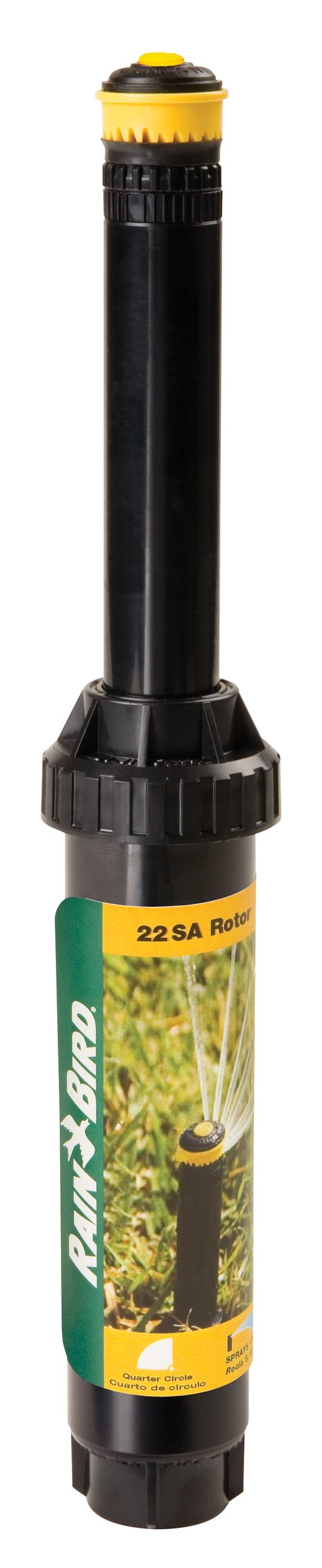 Rain Bird 22SAQ Mini Rotary Pop-Up Sprinkler Head - 90° Quarter Circle Pattern, 17'-24' Adjustable Spray Distance, 4