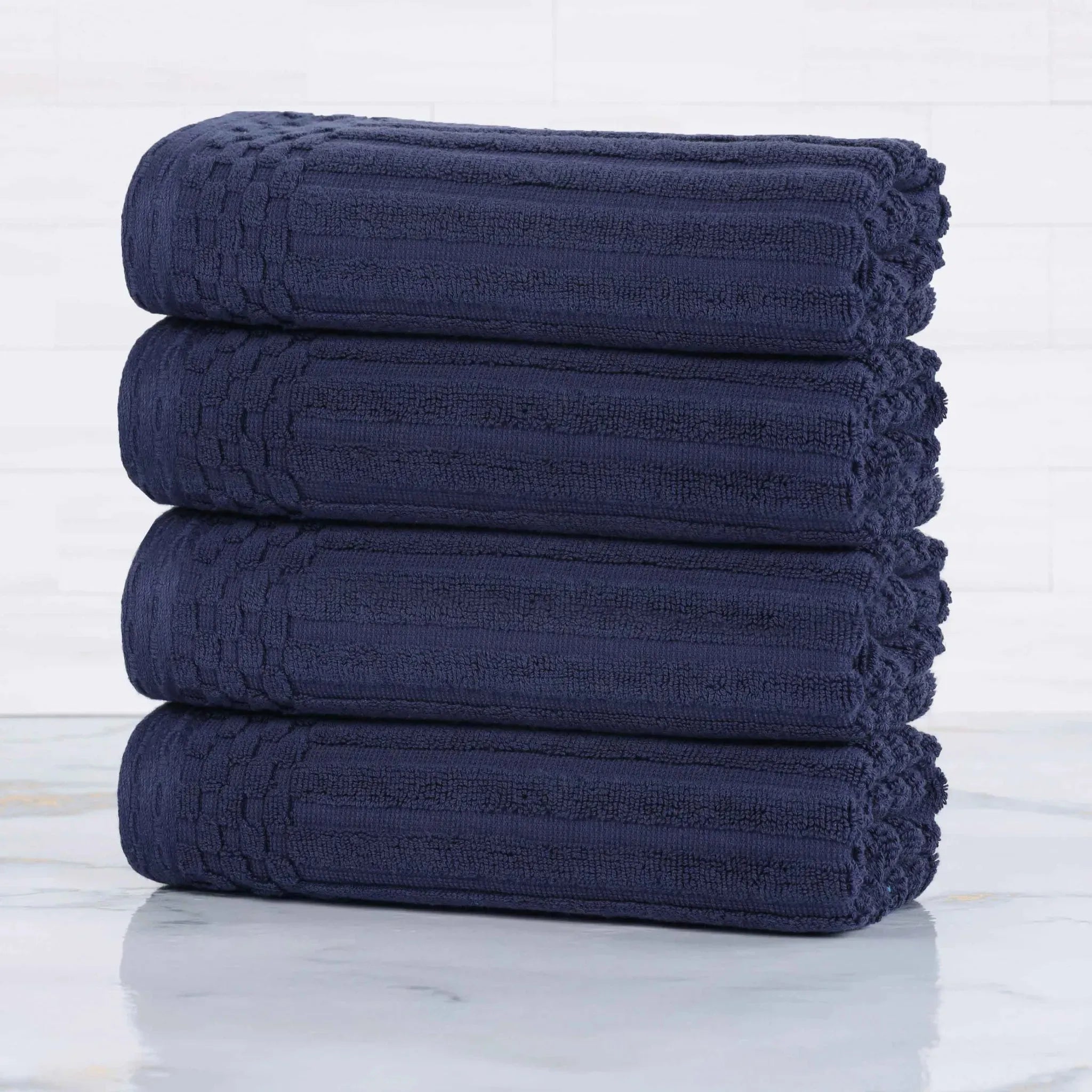Premium Soho Ribbed Cotton Hand Towel Set - 4-Piece Ultra Absorbent Bath Towels for Kitchen, Bathroom & Gym - Soft & Quick-Drying