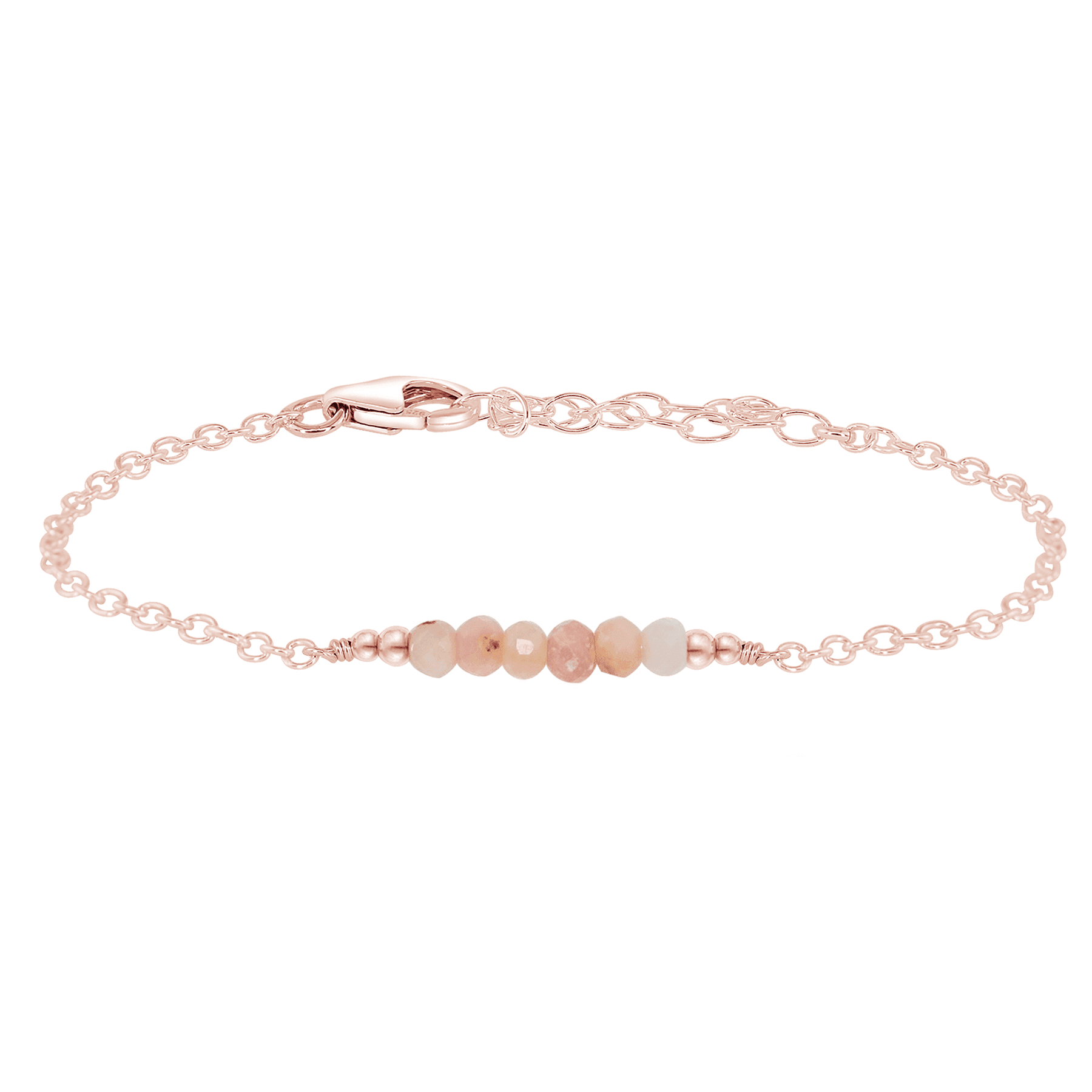 Sparkling Pink Peruvian Opal Gemstone Faceted Bead Bar Bracelet for Women - Handmade Adjustable Stretch Jewelry for Boho Fashion & Gift Giving