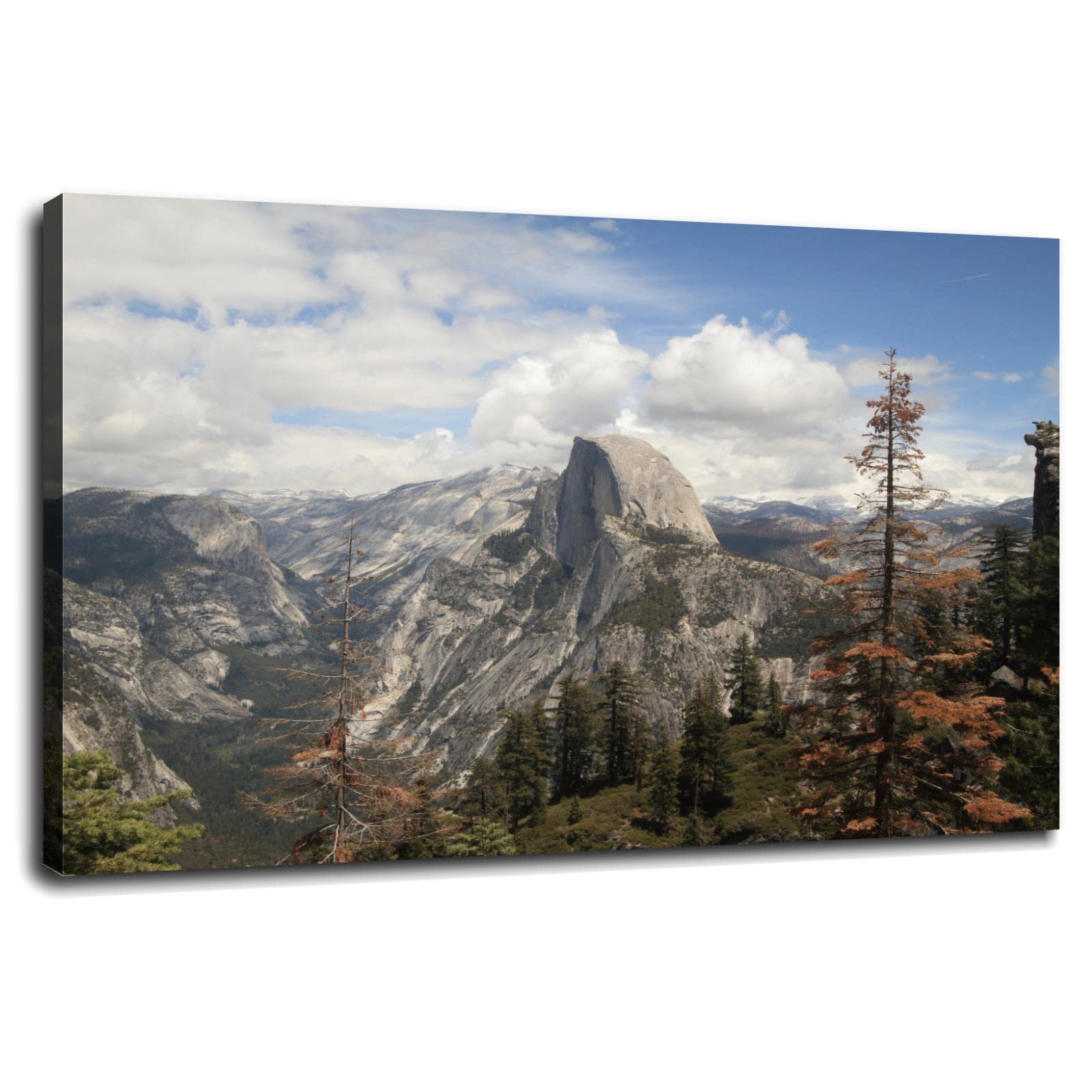 Yosemite Half Dome California Landscape Wall Art - 36x24 Inch Framed Canvas Print for Home & Office Decor - Perfect for Living Room, Bedroom, or Workspace