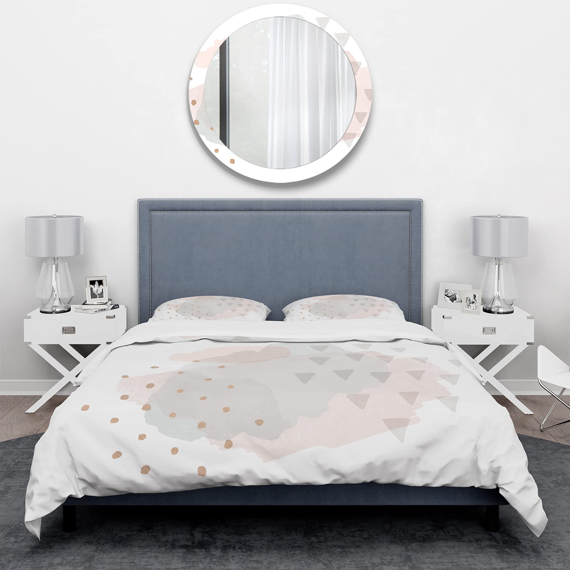 Minimalist Grey Watercolor Duvet Cover Set King - Shabby Chic Bedding for All Seasons