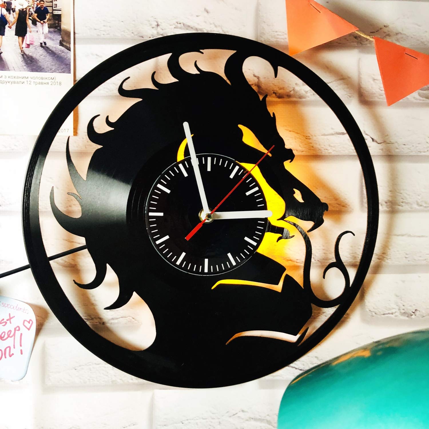 **Mortal Kombat LED Wall Clock with Backlight - Vinyl Night Light for Living Room Decor, Cool Gaming Room Atmosphere, Digital Time Display for Home & Office**