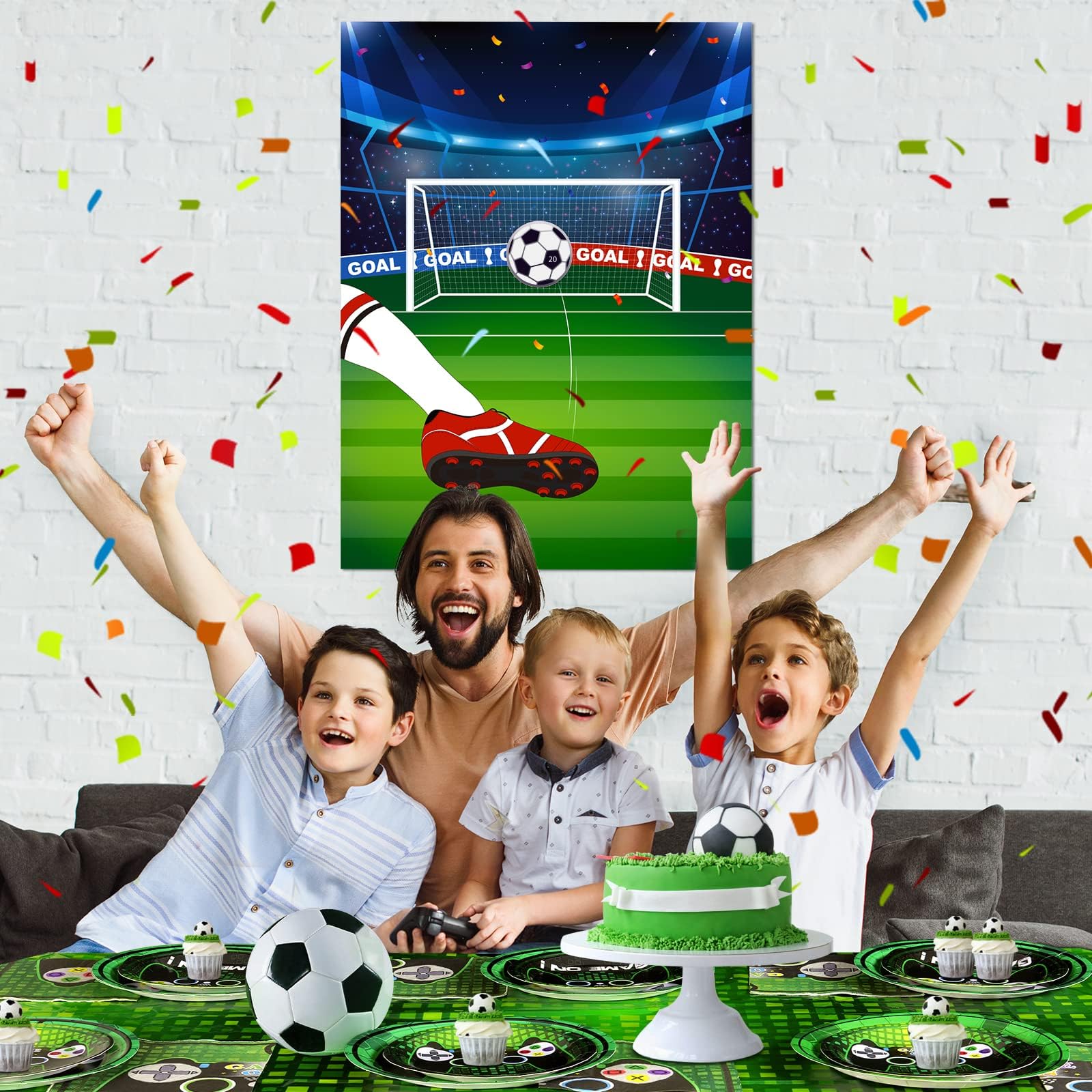 WERNNSAI Pin The Soccer on The Goal - Fun Soccer Party Game for Kids with 24 Ball Stickers | Perfect for Sports Themed Birthday Parties, Classroom Activities & Team Building Events