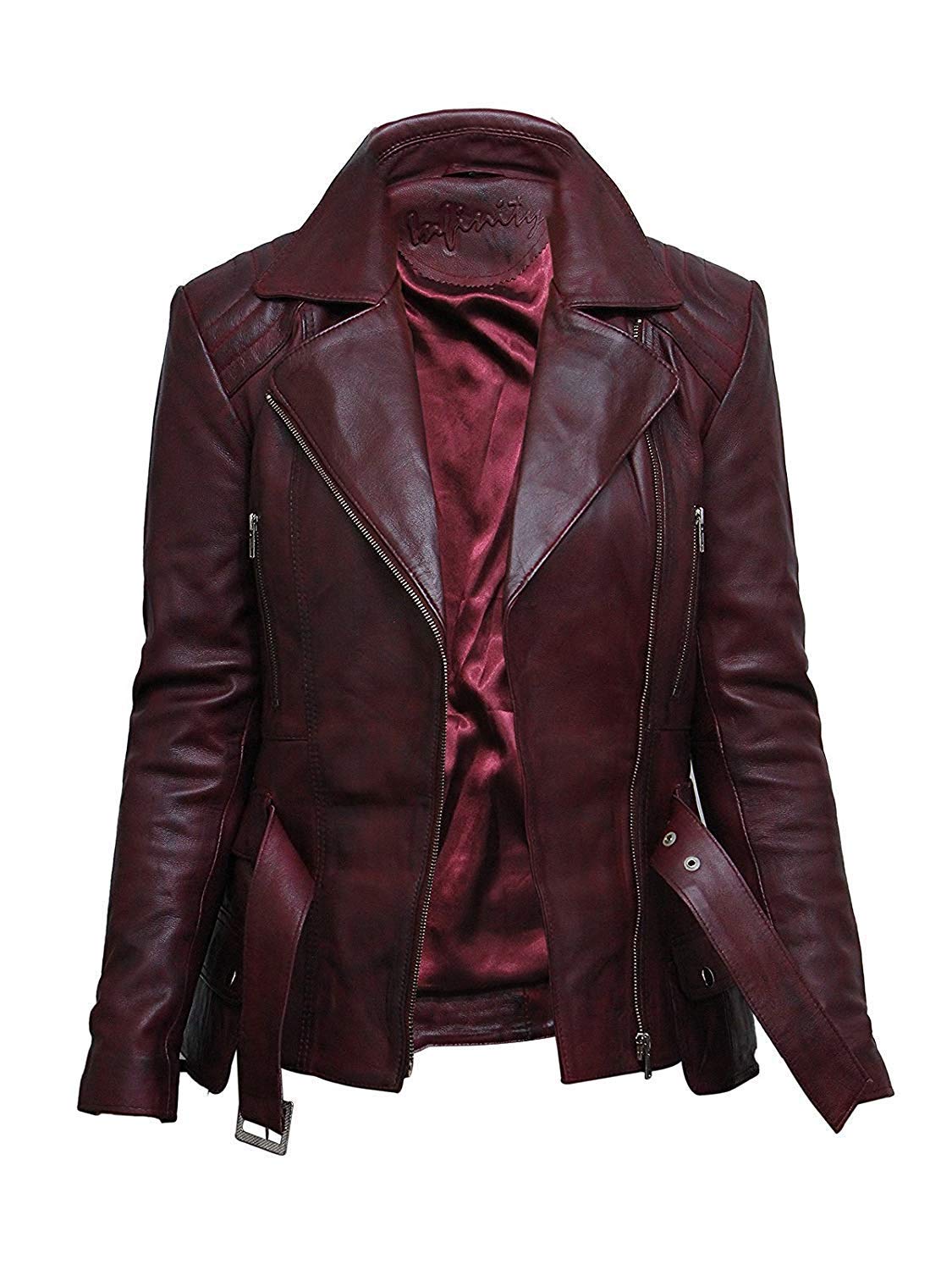 BRANDSLOCK Women's Classic Leather Biker Jacket - Genuine Cowhide Motorcycle Jacket for Women - Perfect for Riding, Fashion & Everyday Wear
