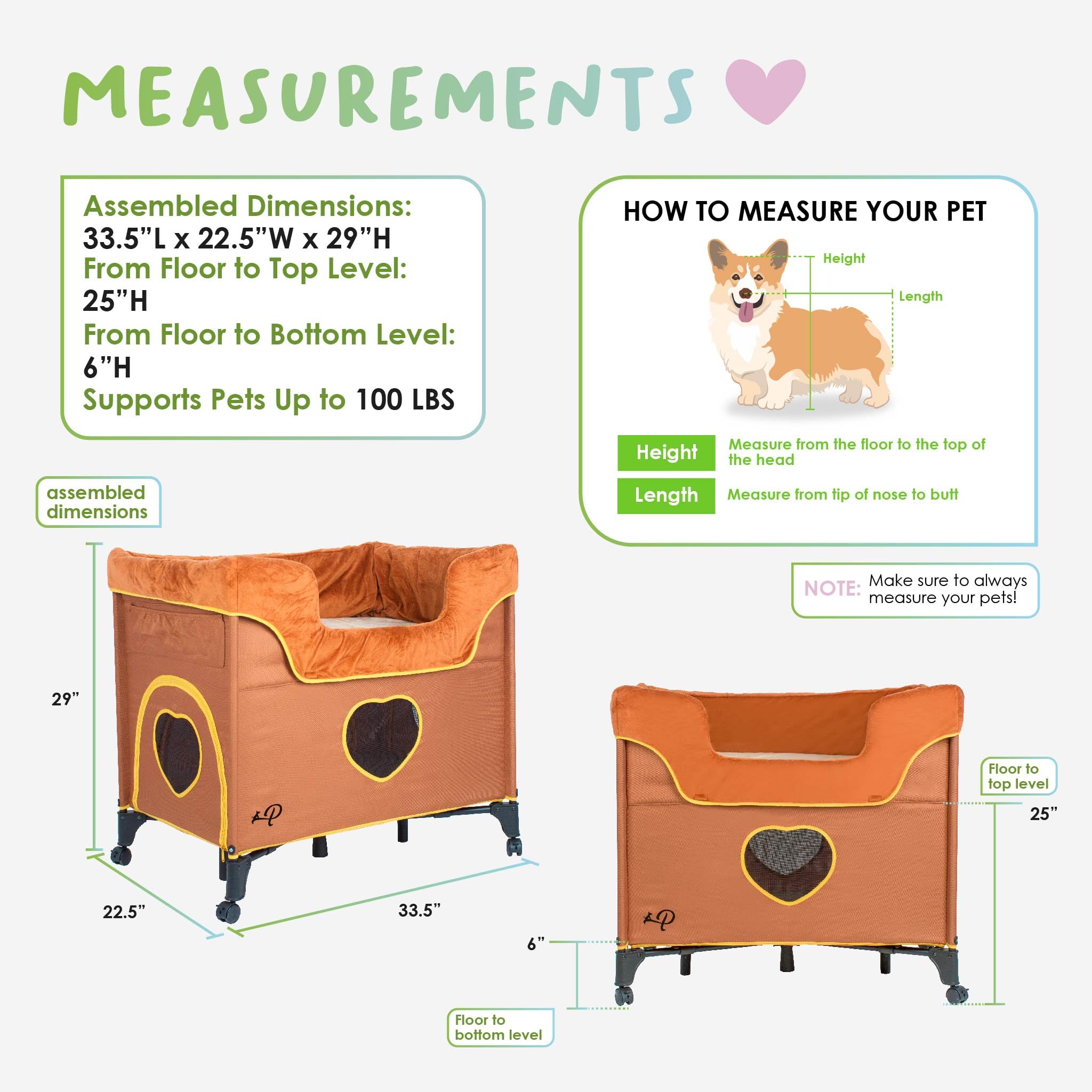 Premium Raised Pet Bed for Cats & Dogs - Lion's Den Design Bunk Bed for Medium Pets (39