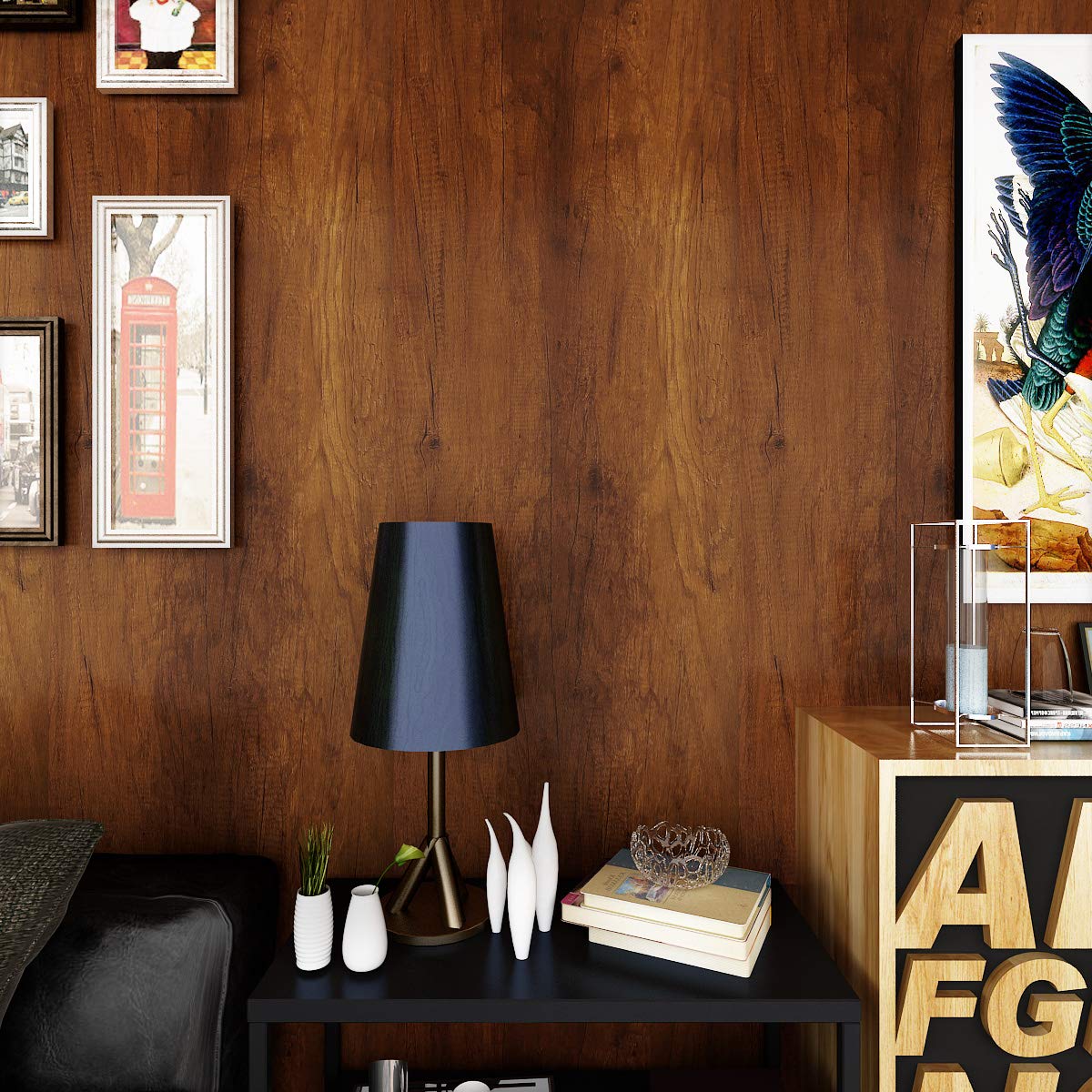 Livelynine Wood Contact Paper - Self Adhesive Peel & Stick Wallpaper for Cabinets, Countertops, Furniture - Brown Wood Grain - Waterproof, Removable Shelf Liner (40cm x 2m) - Perfect for Kitchen Upgrades, Desk Covering, and DIY Home Decor Projects