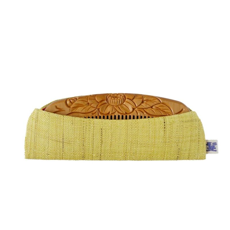 Handmade Japanese Tsuge (Boxwood) Comb with Linen Case - Traditional Kyoto Hair Accessory for Women & Men | Perfect for Styling, Detangling & Gift Giving