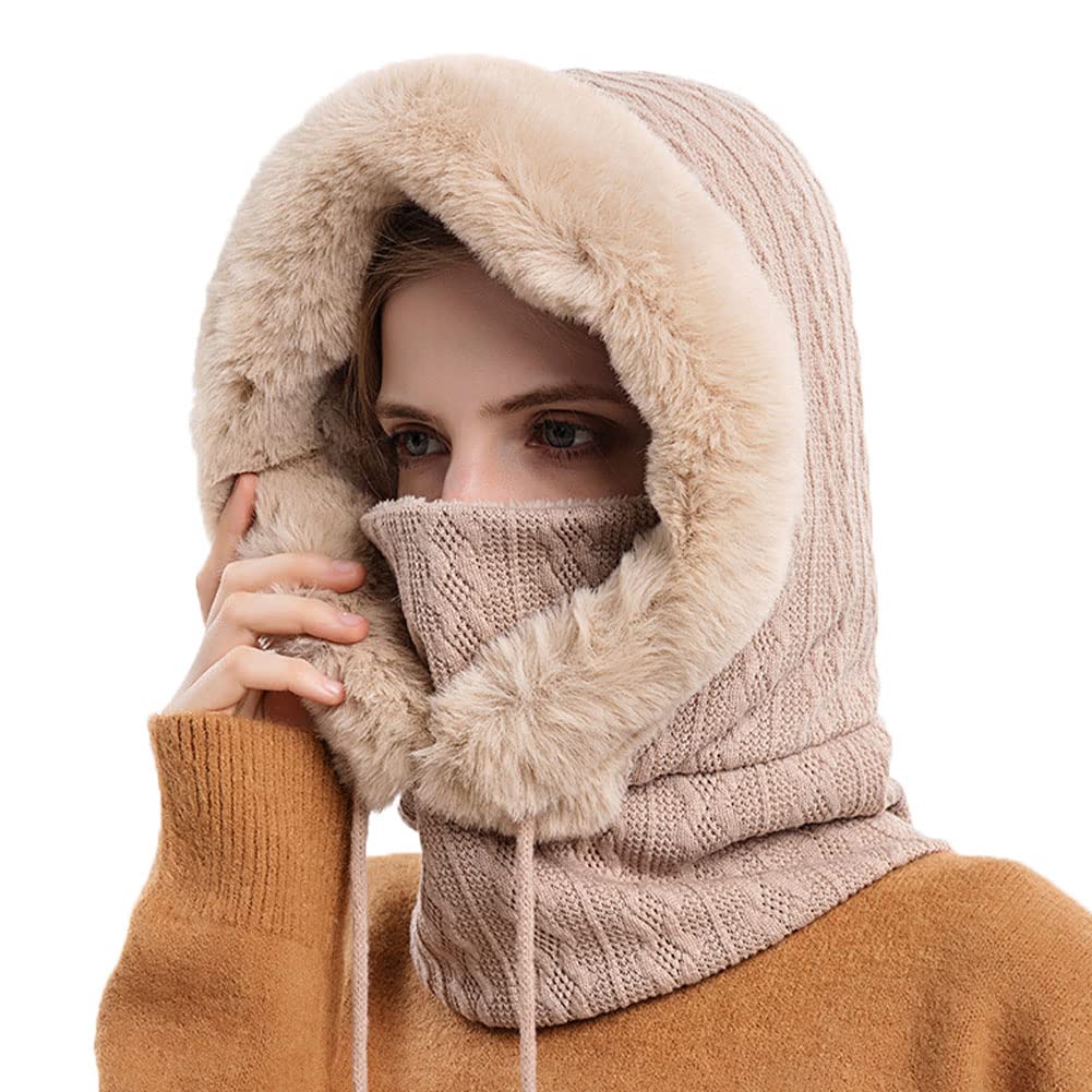 Women's Fleece Ski Mask Balaclava - Winter Face Cover Hood with Neck Protection for Outdoor Sports, Skiing, Snowboarding & Dog Walking | Cold Weather Gear