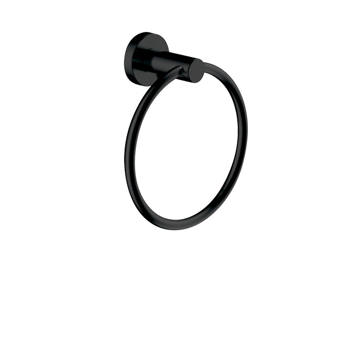 ALT AQUA 6-Inch Wall Mounted Towel Ring with Round Flange - Chrome & Black Finish - Perfect for Bathroom, Kitchen & Spa Decor