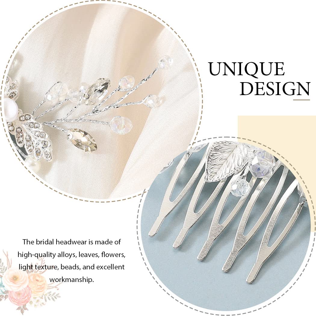 Elegant Silver Pearl Bridal Hair Comb with Crystal Accents – Wedding Hair Accessories for Women, Bridesmaids & Flower Girls – Perfect for Weddings, Prom & Special Occasions