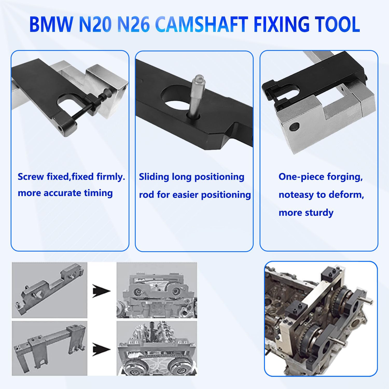 BMW N20 N26 Engine Camshaft Timing Locking Tool Kit - Includes Fuel Injector Tool, Flywheel Frame & Oil Seal Repair Kit | Professional Timing Tool Set for BMW 2.0L Turbo Engines (2012-2021 Models) | Perfect for DIY Repairs & Professional Mechanics