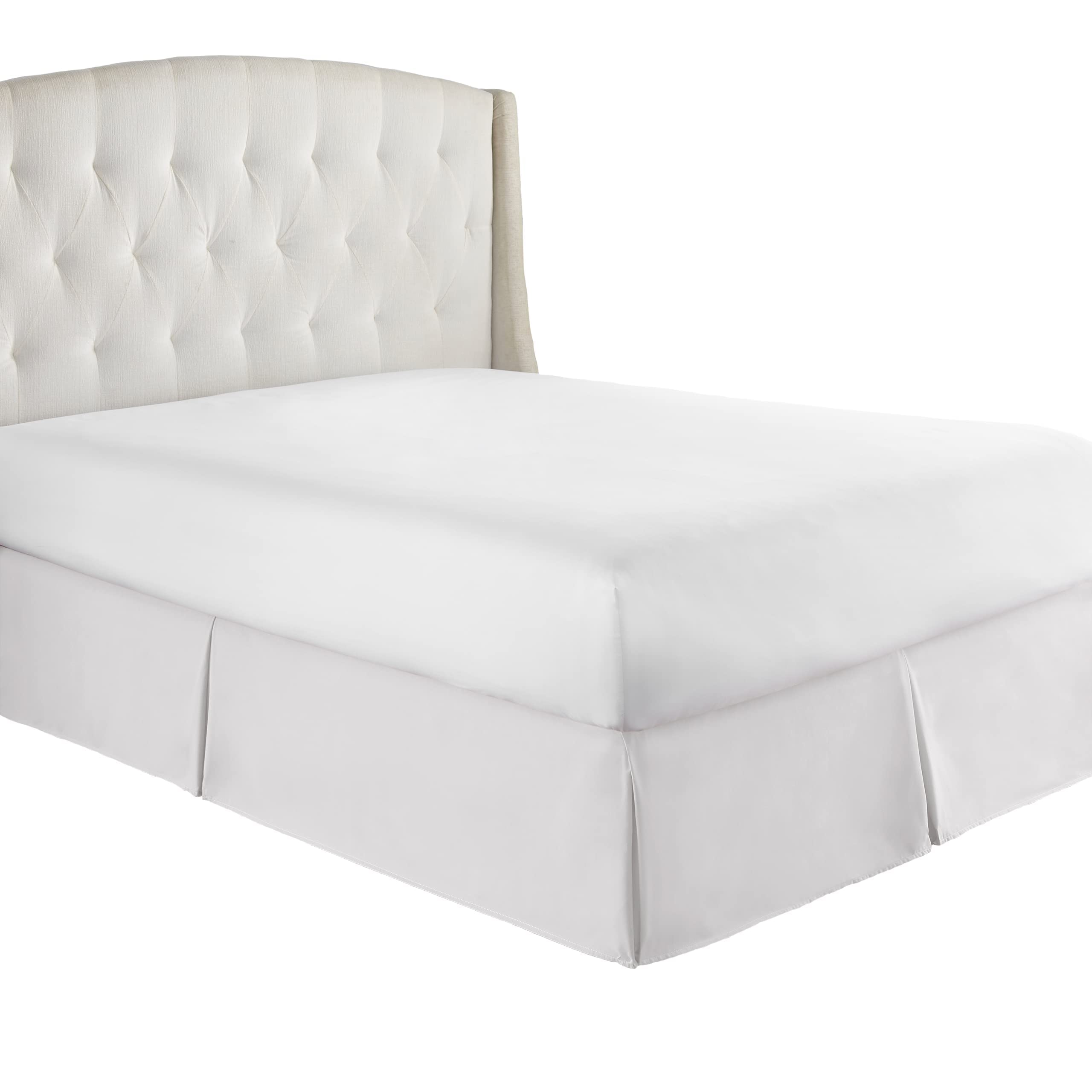 HC Collection Queen Size Bed Skirt - 14 Inch Drop Soft Microfiber Box Spring Cover, Wrinkle & Fade Resistant, White | Perfect for Bedroom Decor & Mattress Protection