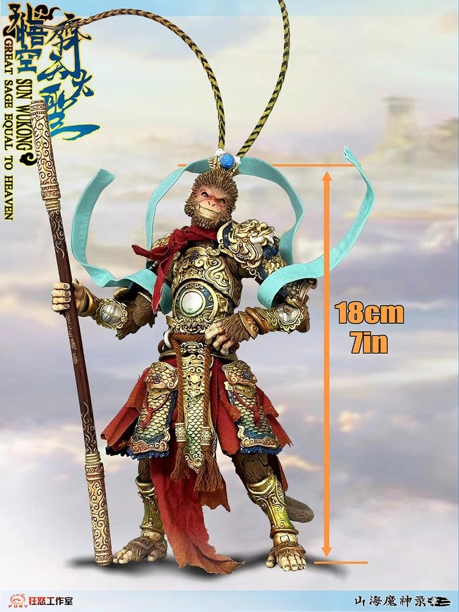 Fury Toys 1/12 Scale 7-inch Sun Wukong Action Figure - Great Sage Equal to Heaven - Collectible Monkey King Model for Display & Cosplay