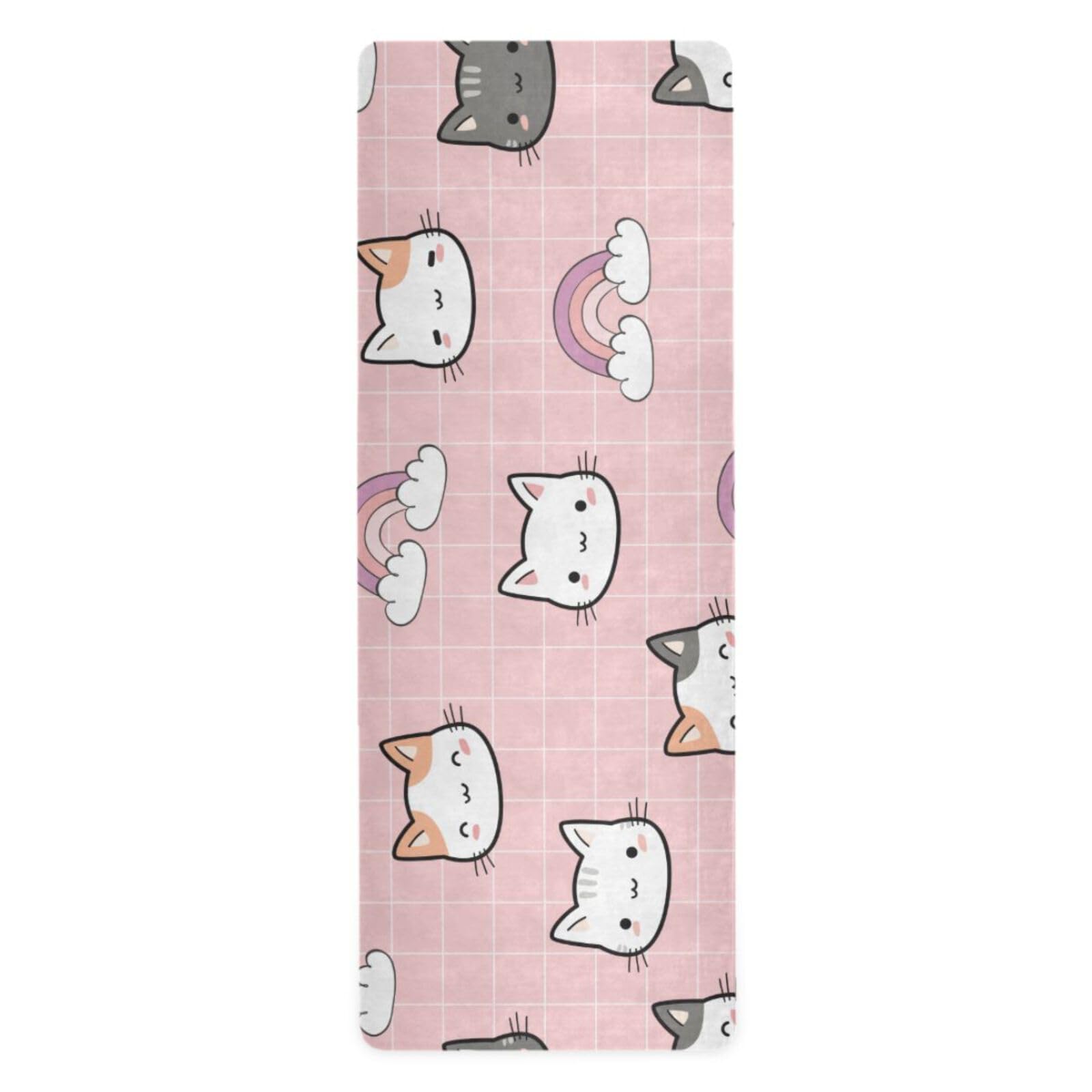 Premium Non-Slip Yoga Mat for Women & Men - Extra Thick Anti-Tear Exercise Mat with Carrying Bag - Ideal for Yoga, Pilates, Home & Gym Workouts - Cute Kitty Head Design - Perfect for Beginners, Fitness Enthusiasts & Studio Sessions