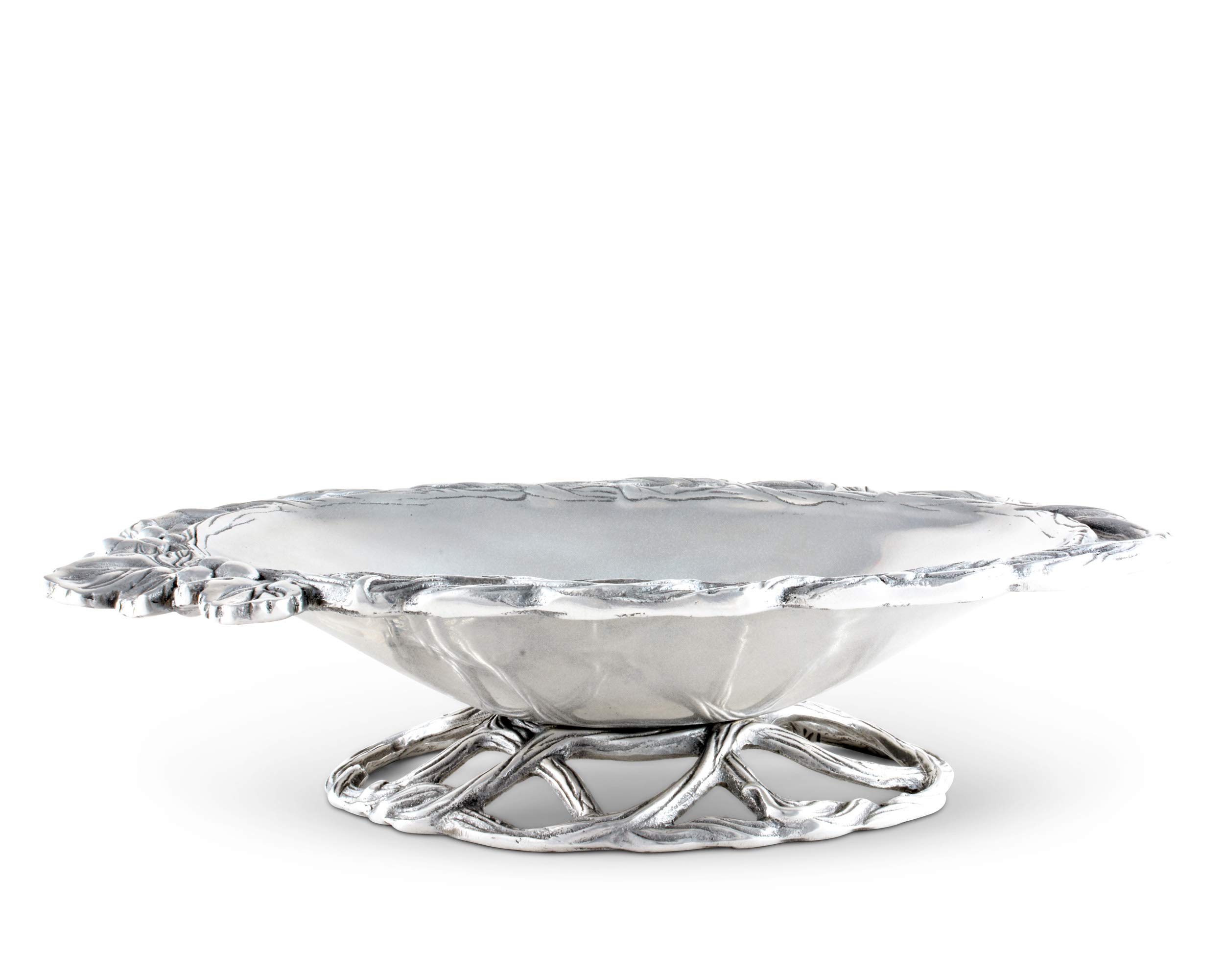 Arthur Court Designs 11.5 Inch Aluminum Grape Vine Vegetable Serving Dish - Elegant Fruit & Appetizer Tray for Parties, Weddings & Holiday Entertaining