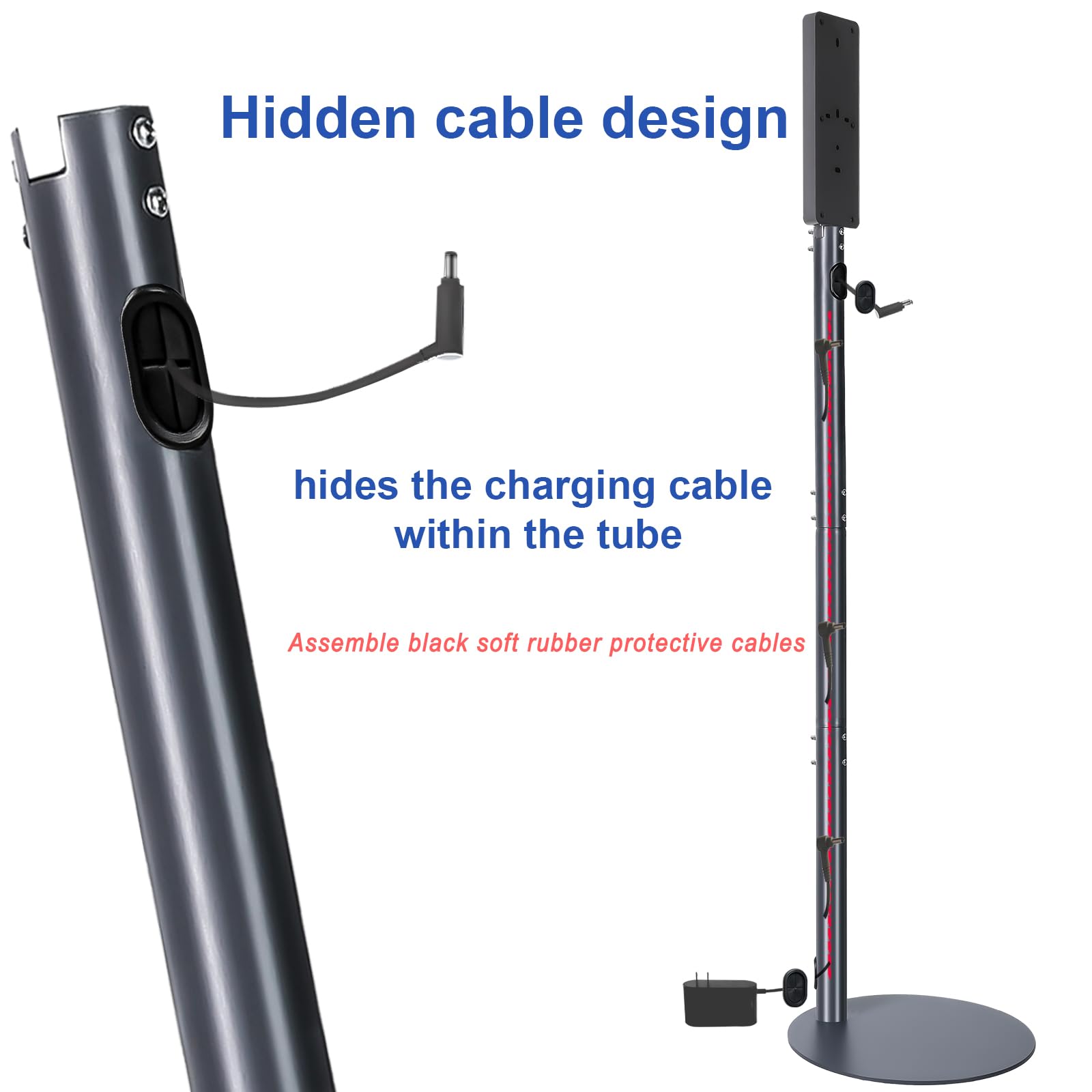 Dyson V7 V8 V10 V11 V12 V15 Vacuum Stand - Metal Storage Bracket Holder with Removable Clips & Hidden Cable Design | Wall Mount Charging Station for Cordless Stick Vacuums | Perfect for Home, Garage & Closet Organization