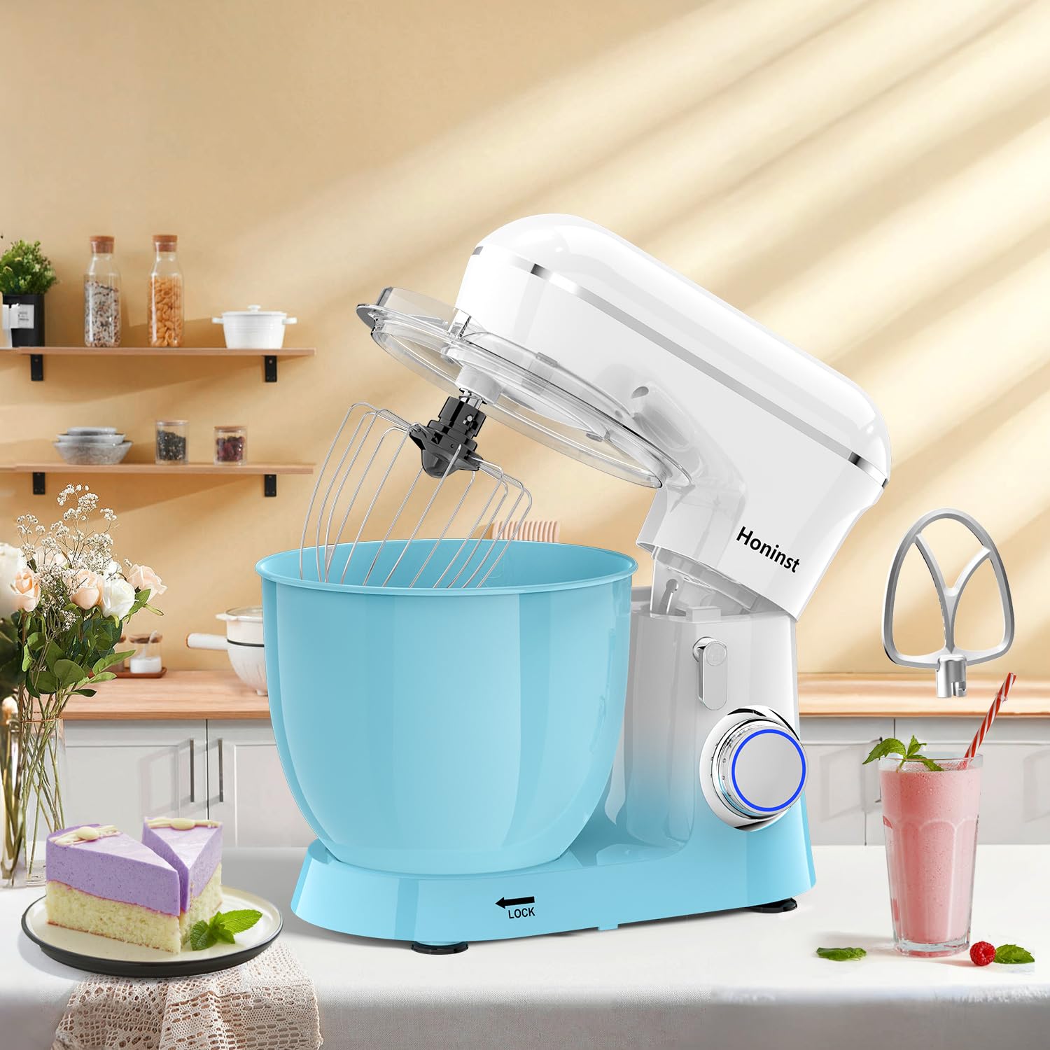6.5QT 10-Speed Tilt-Head Electric Stand Mixer with Bowl, Dough Hook, Whisk & Beater - Professional Kitchen Mixer for Baking Cakes, Cookies & Bread - Perfect for Home Bakers & Cooking Enthusiasts (Gradient Blue) | Ideal for Holiday Baking, Birthday Cakes & Family Meal Prep