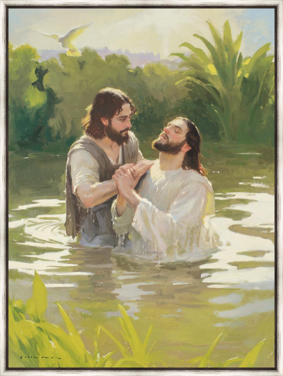 Baptism of The Savior Large Wall Art - Religious Home Decor for Church, Living Room & Office - Inspirational Christian Painting