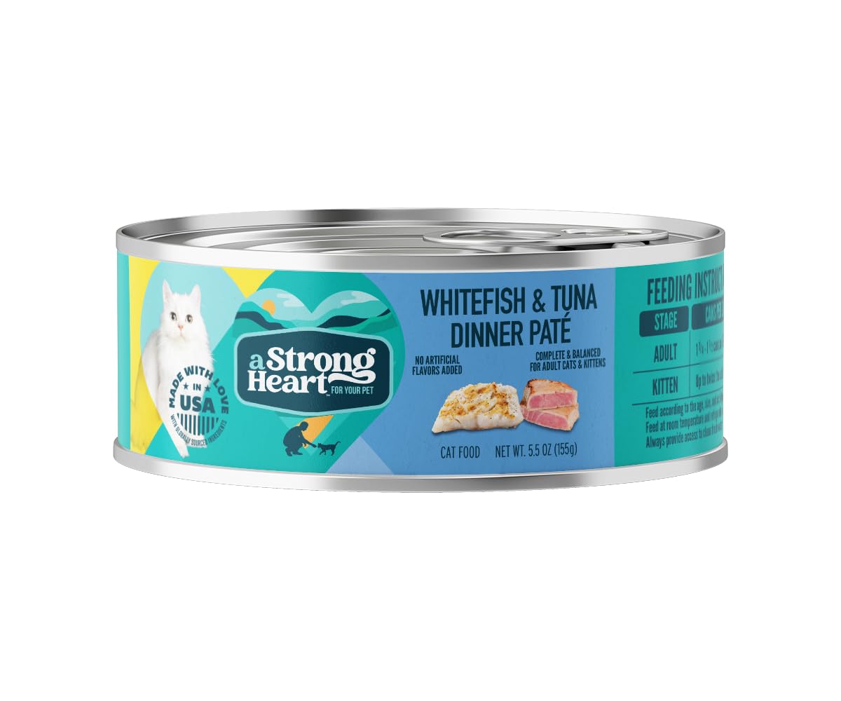 Premium Wet Cat Food for Adult Cats - Whitefish & Tuna Pate Recipe in 5.5oz Cans (Pack of 24) | High Protein, Grain-Free, Made in USA | Perfect for Picky Eaters & Senior Cats - Supports Heart Health & Hydration