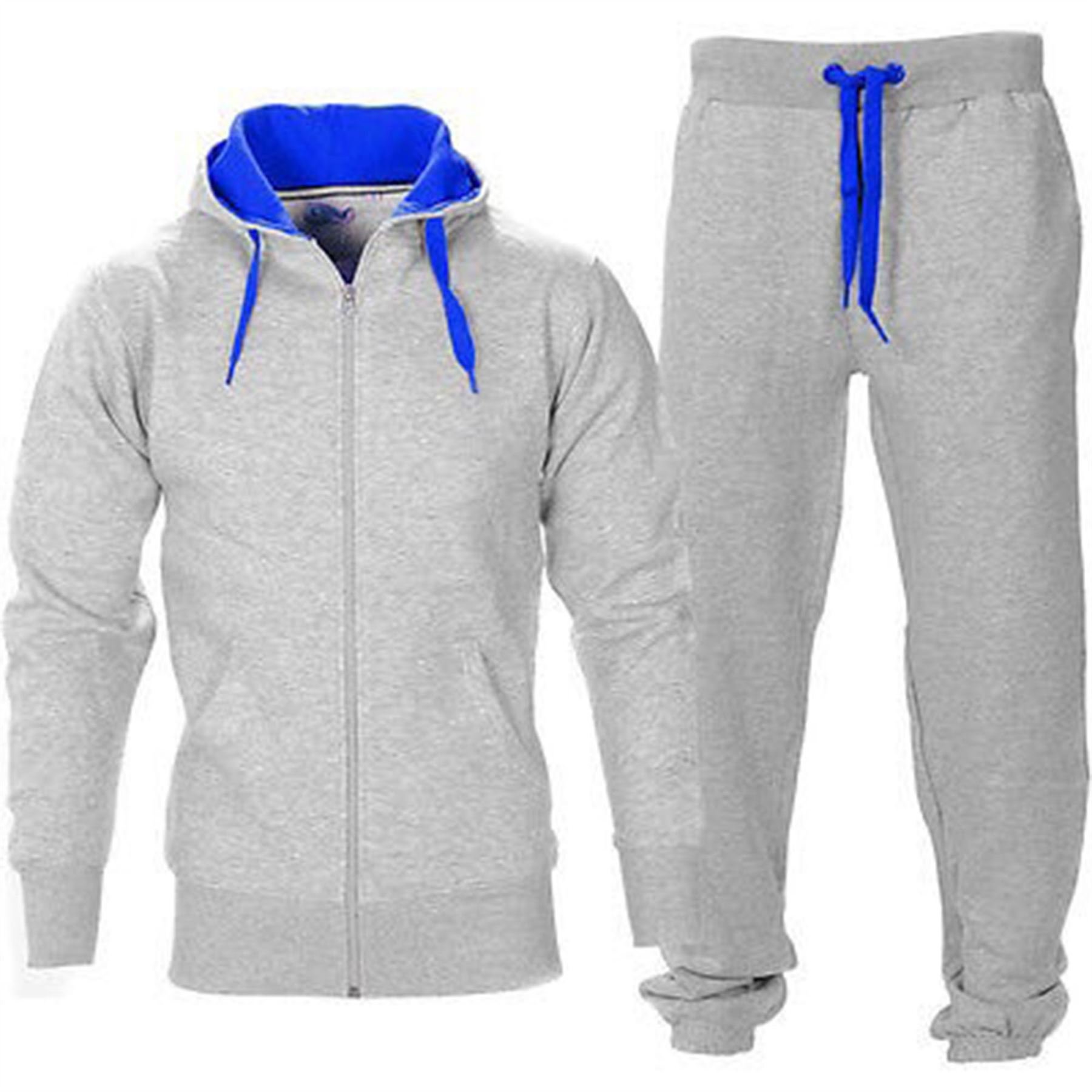 Men's Gym Contrast Jogging Tracksuit Set - Fleece Hoodie & Joggers for Workout & Running | Casual Athletic Wear for Men | Perfect for Gym, Training & Street Style