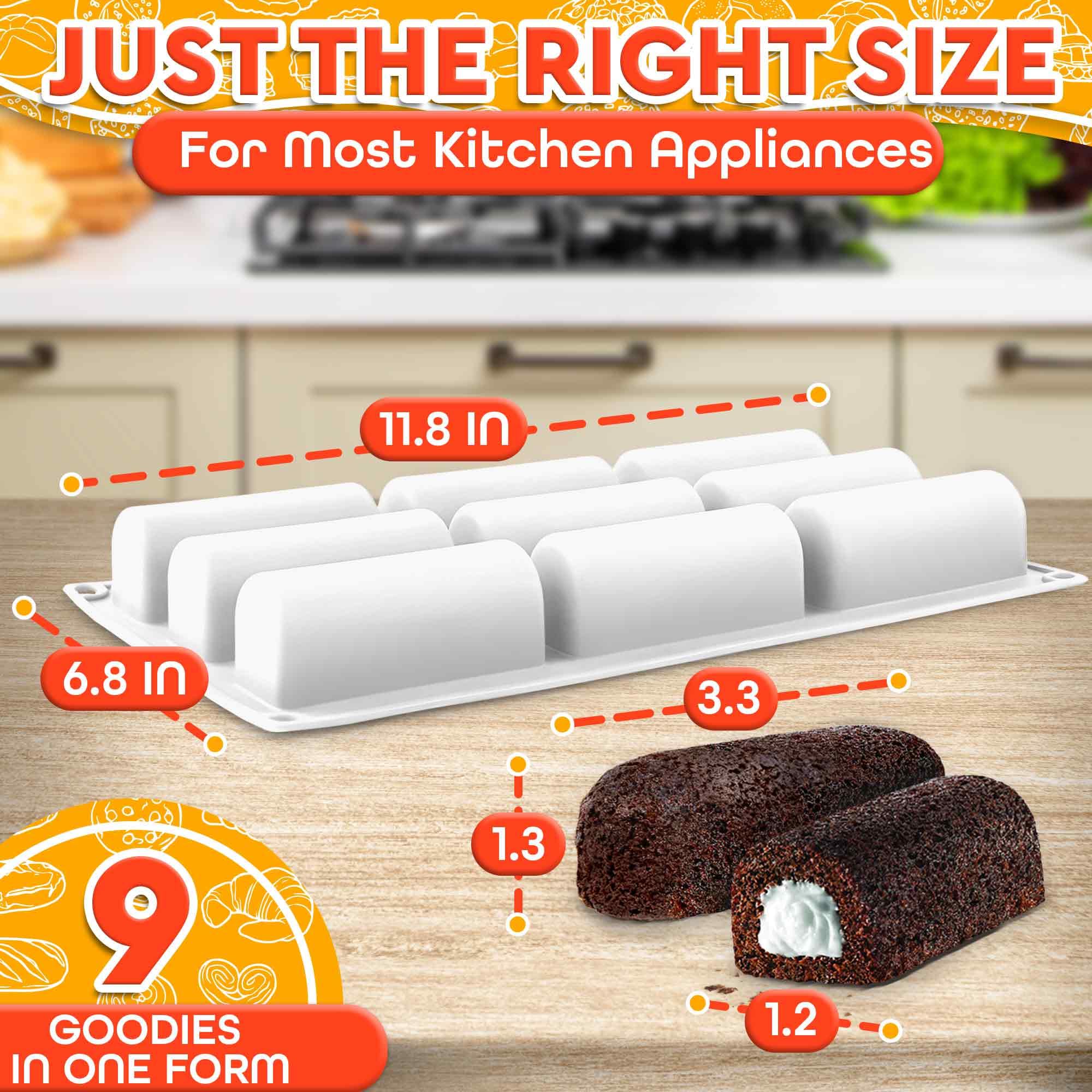 VIKROM 9-Cavity 3D Cylinder Silicone Baking Mold - Reusable Twinkie Pan, Cake Roll & Granola Bar Mold for Professional Desserts - Perfect for Birthday Cakes, Party Treats & Homemade Snacks