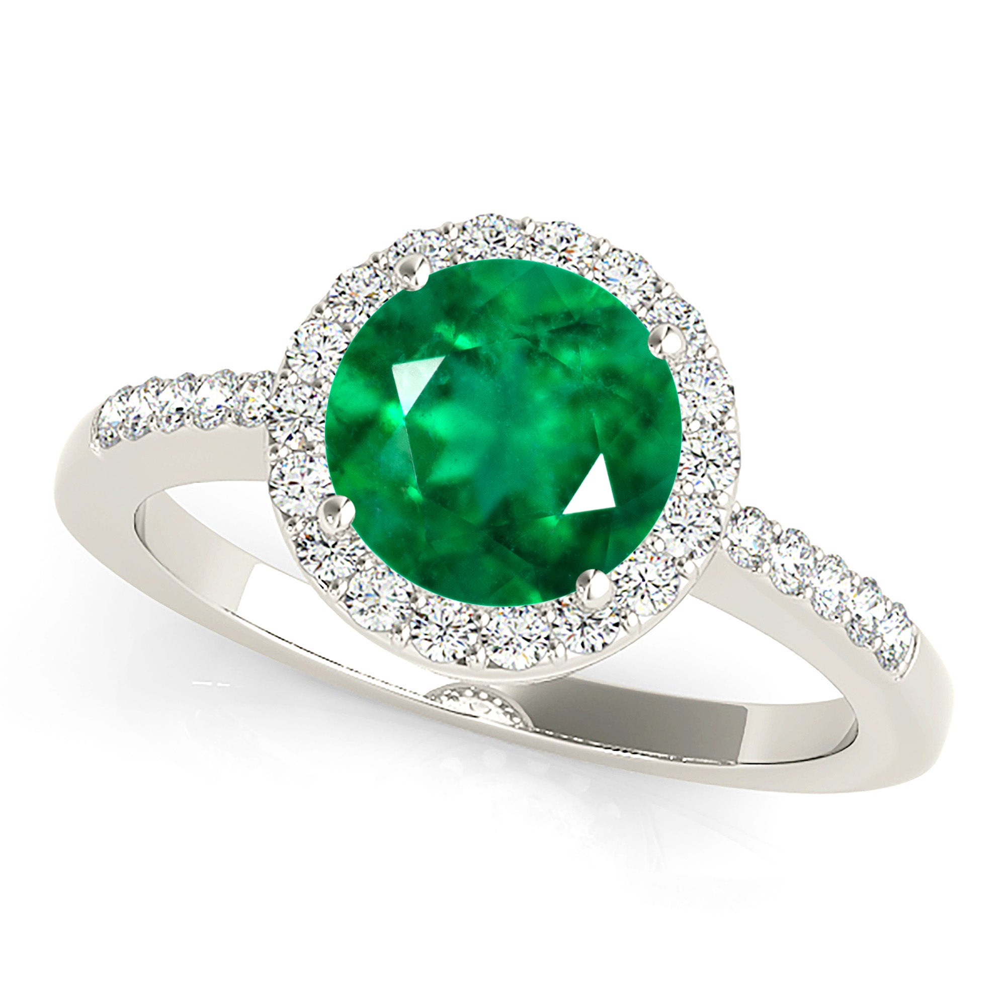 2.00 Carat Genuine Emerald Ring with Delicate Halo & Filigree Band - Elegant Wedding, Engagement & Anniversary Jewelry Gift for Her