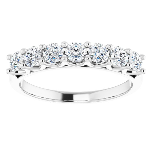 0.75 Carat Round Cut Diamond Shared Prong Wedding Band - 7 Stone Anniversary Ring for Women - Perfect for Bridal, Engagement, Vow Renewal & Special Occasions