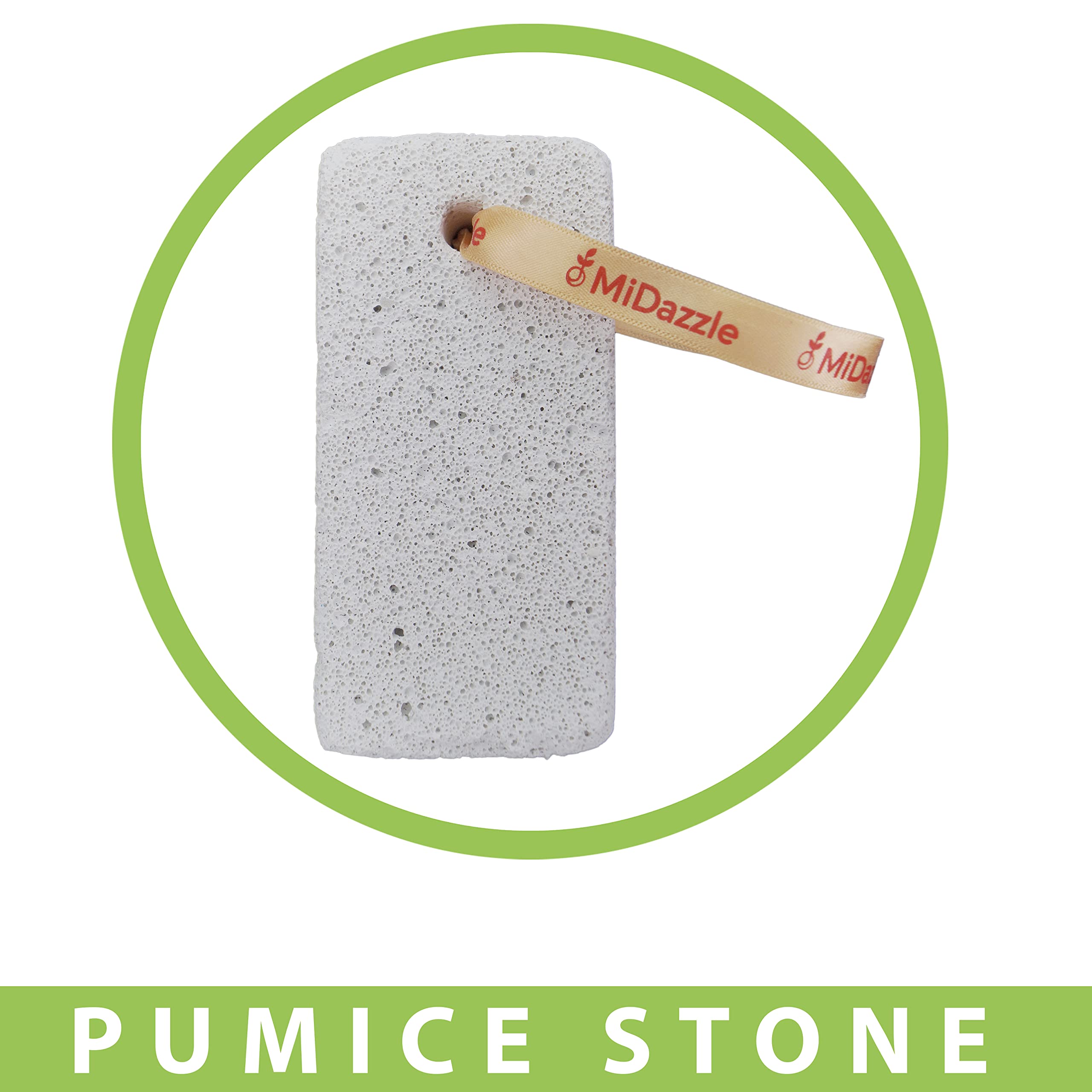 Midazzle Rectangle Pumice Stone for Feet - Medium Size, White - Exfoliate Dead Skin & Calluses at Home, Spa, or Travel