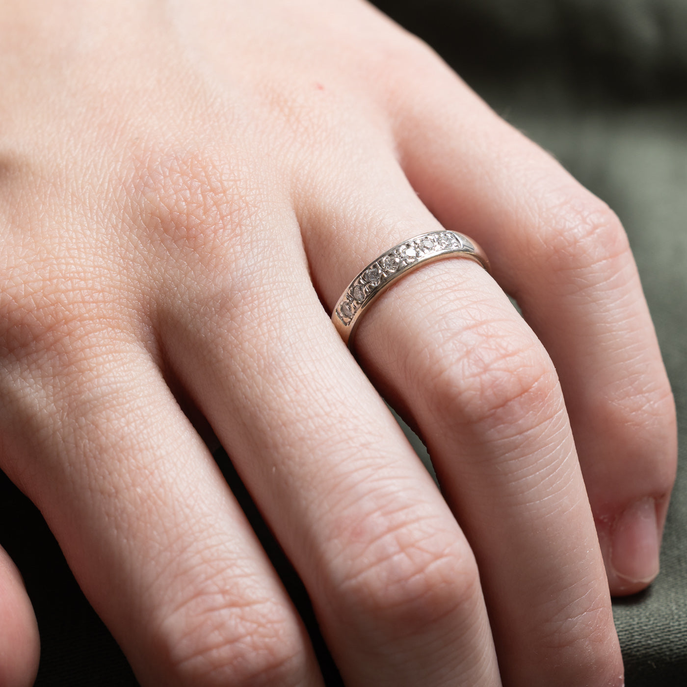 Semi Eternity Diamond Wedding Band Ring - 0.20 Carat Total Weight (CTW) - Size 5.5 - Perfect for Anniversary Gifts, Bridal Jewelry & Special Occasions