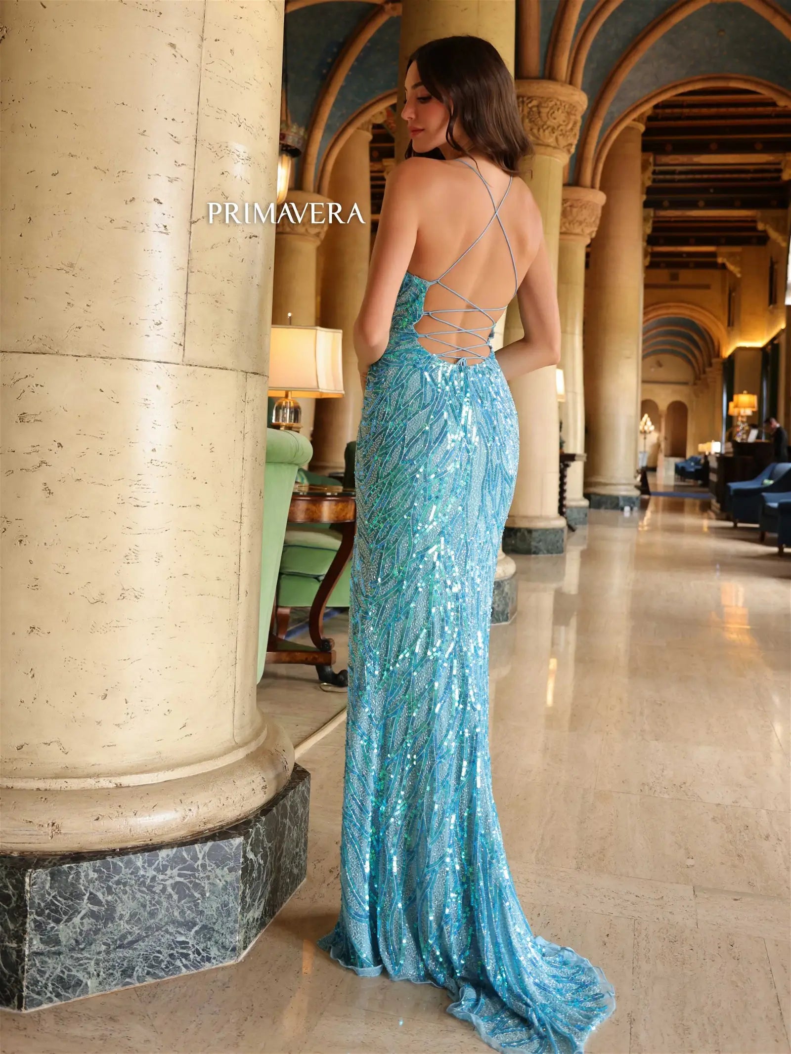 Anita | Fully Embellished Evening Gown with Beading & Sequins | Primavera Couture 4121 | Perfect for Prom, Gala & Black Tie Events