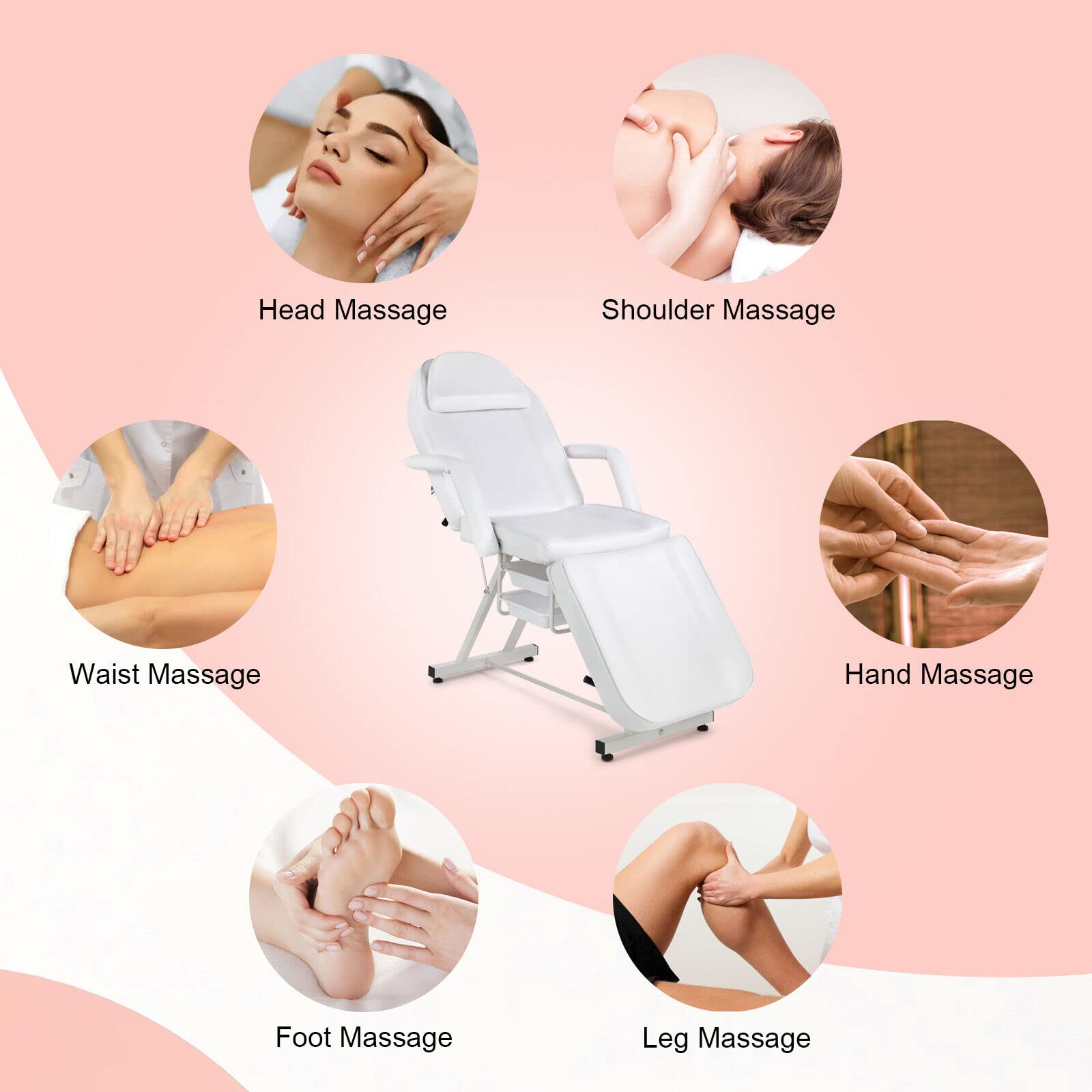 Professional Artist Hand Tattoo Chair with Adjustable Trays - Facial Bed & Lash Extension Station - Multi-Functional Massage Table & Salon Chair for Tattoo, Eyelash, and Spa Services (White) - Perfect for Tattoo Studios, Beauty Salons, and Spa Centers