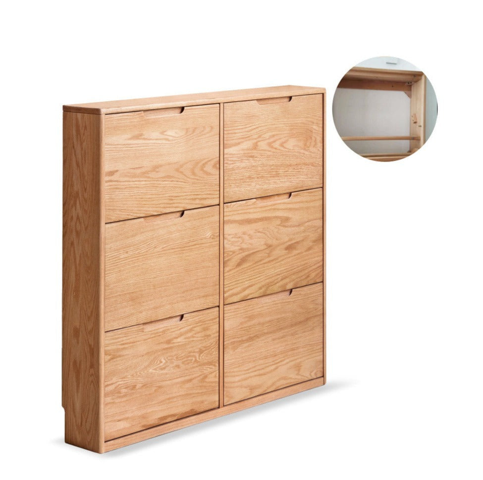 Solid Wood Shoe Cabinet - Thin Oak & Poplar Entryway Storage Organizer for Home, Porch, and Doorway | Perfect for Small Spaces & Clutter-Free Entry