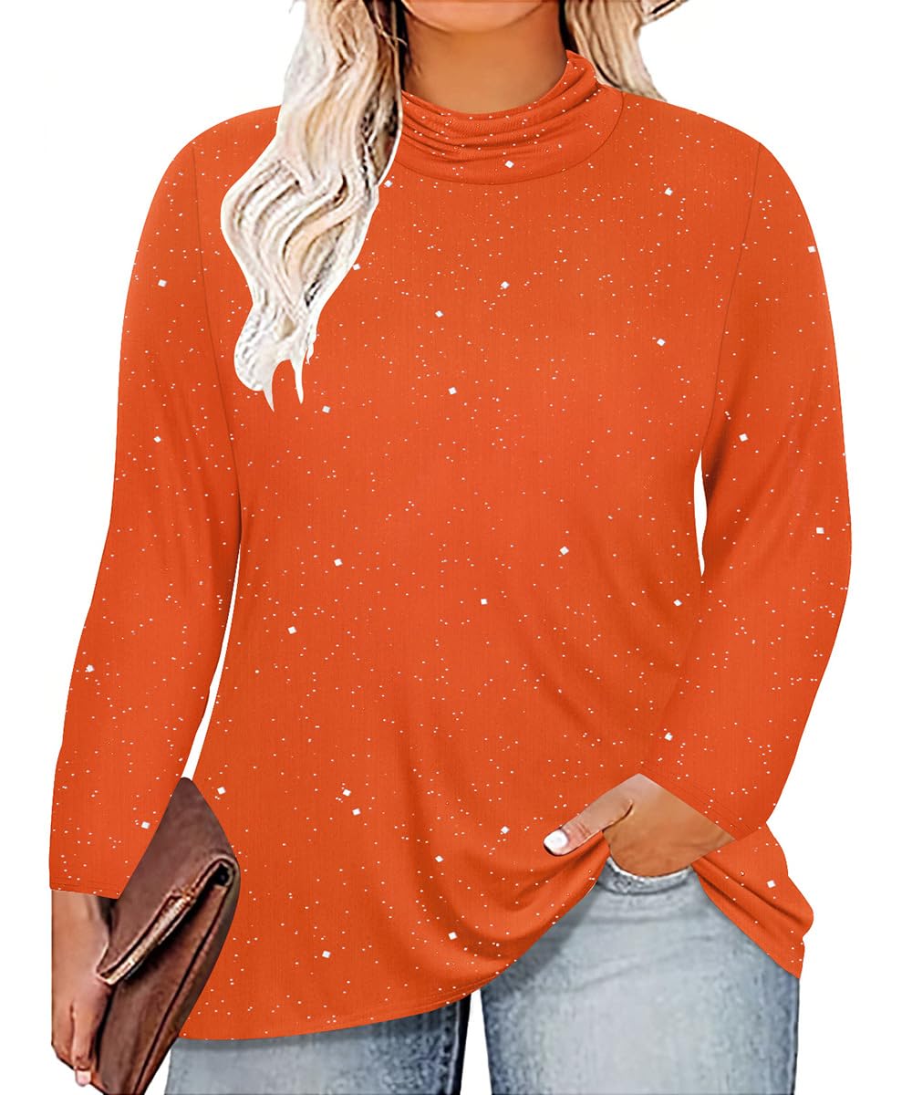 RITERA Plus Size Mock Turtleneck Long Sleeve Shirt for Women - Stretchable Basic Layering Top for Work, Casual & Winter Outfits
