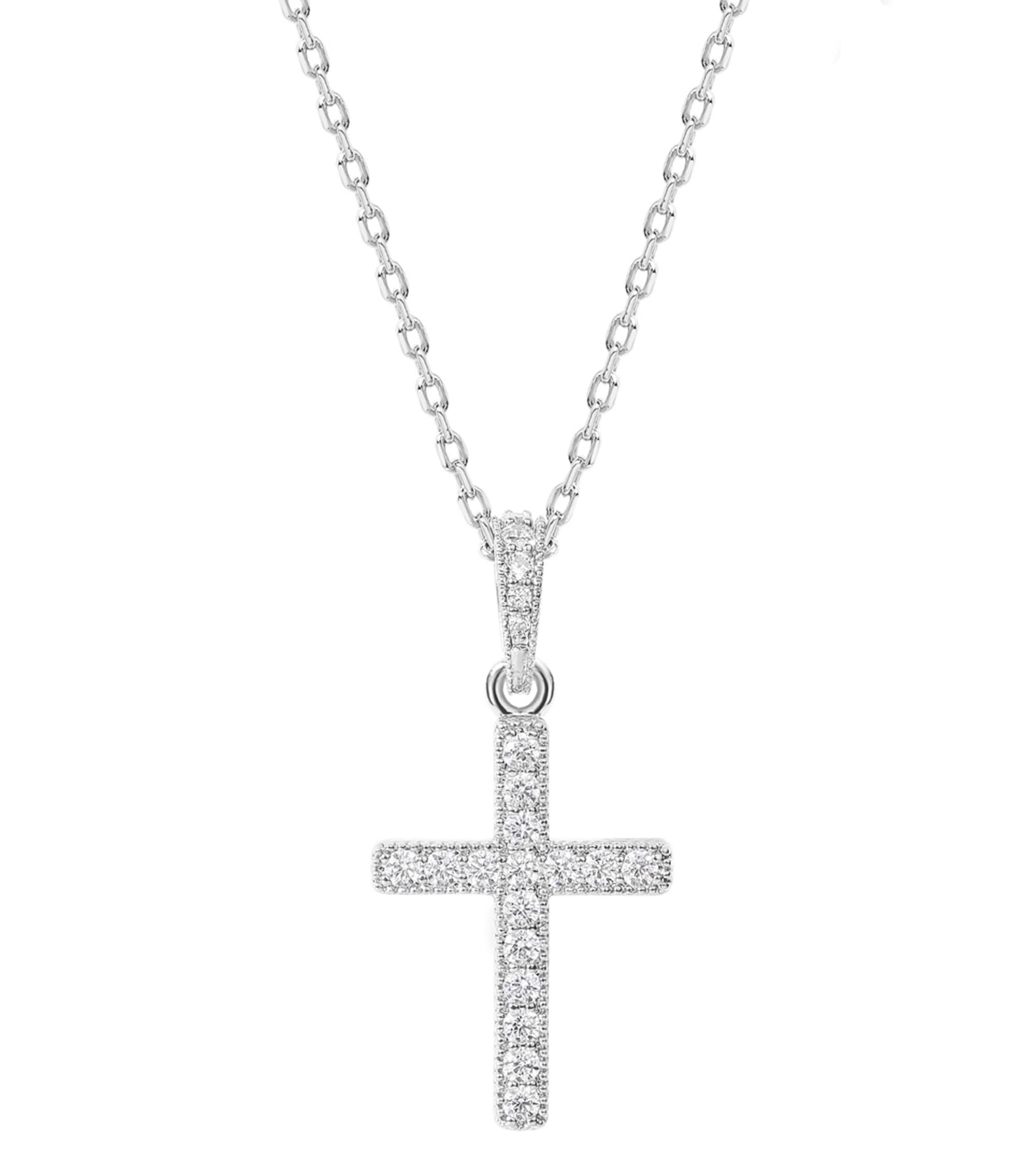 PAVOI 14K Gold Plated Cubic Zirconia Cross Pendant Necklace for Women - Elegant Layered Religious Jewelry Gift for Christmas, Baptism & Everyday Wear