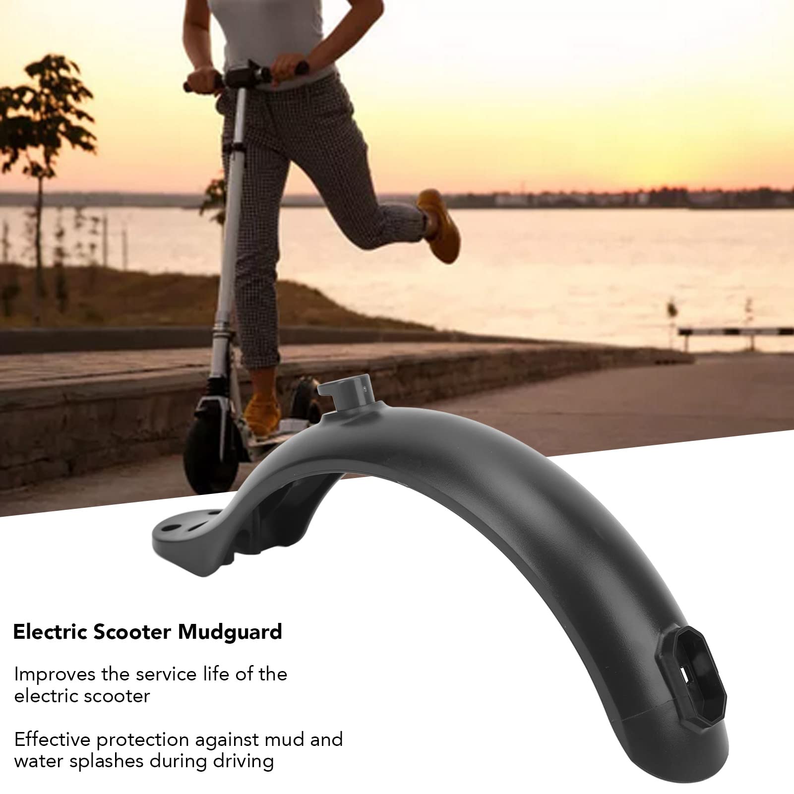 4 Hole Black Weatherproof Electric Scooter Mud Guard Replacement - Durable Scooter Fender for Rain & Off-Road Protection | Perfect for Commuting & Urban Riding