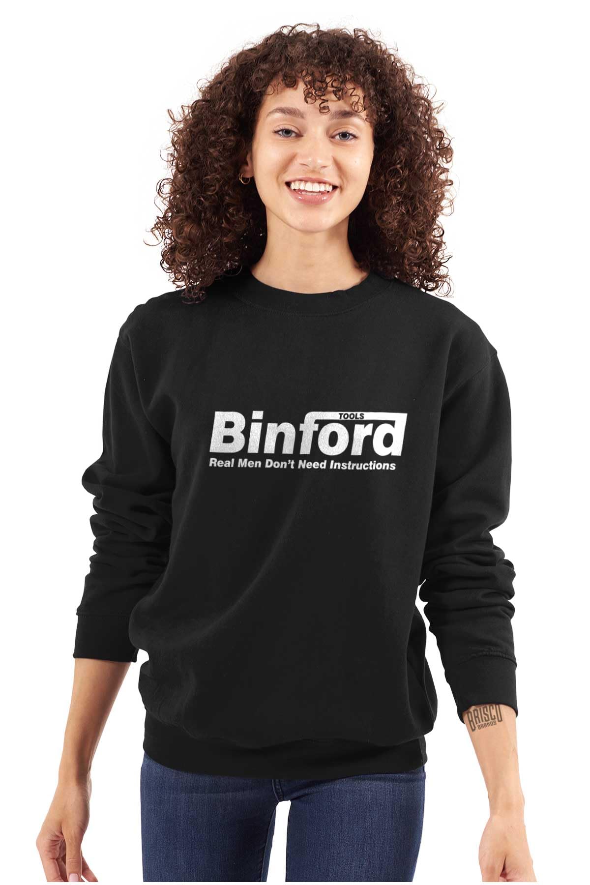 Brisco Brands Binford Tools Real Men No Instruction Sweatshirt - Unisex Pullover Hoodie for Men & Women | Perfect for DIY Projects, Construction Work & Casual Wear