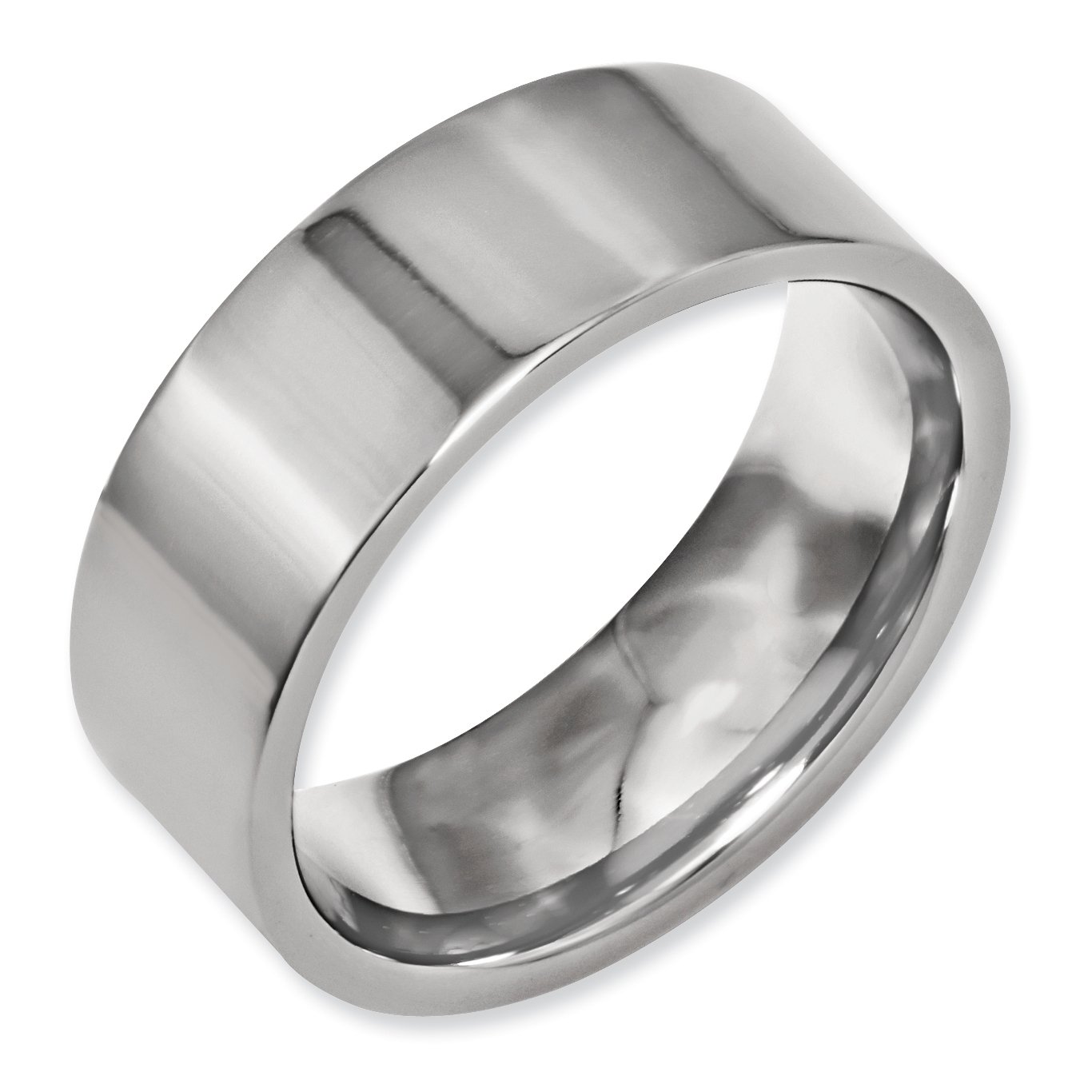 Men's 8mm Titanium Wedding Band Ring - Polished Flat Comfort Fit - Perfect for Engagements, Anniversaries & Everyday Wear