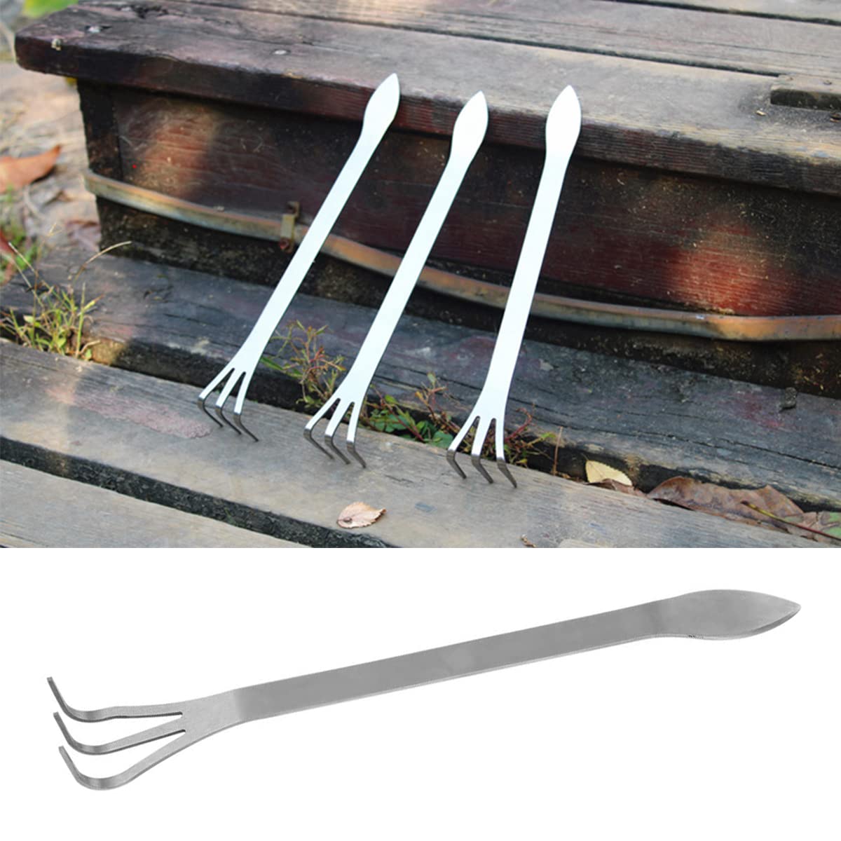 Stainless Steel Root Rake - 3 Prong Garden Tool for Bonsai & Plants - Perfect for Soil Loosening & Gardening