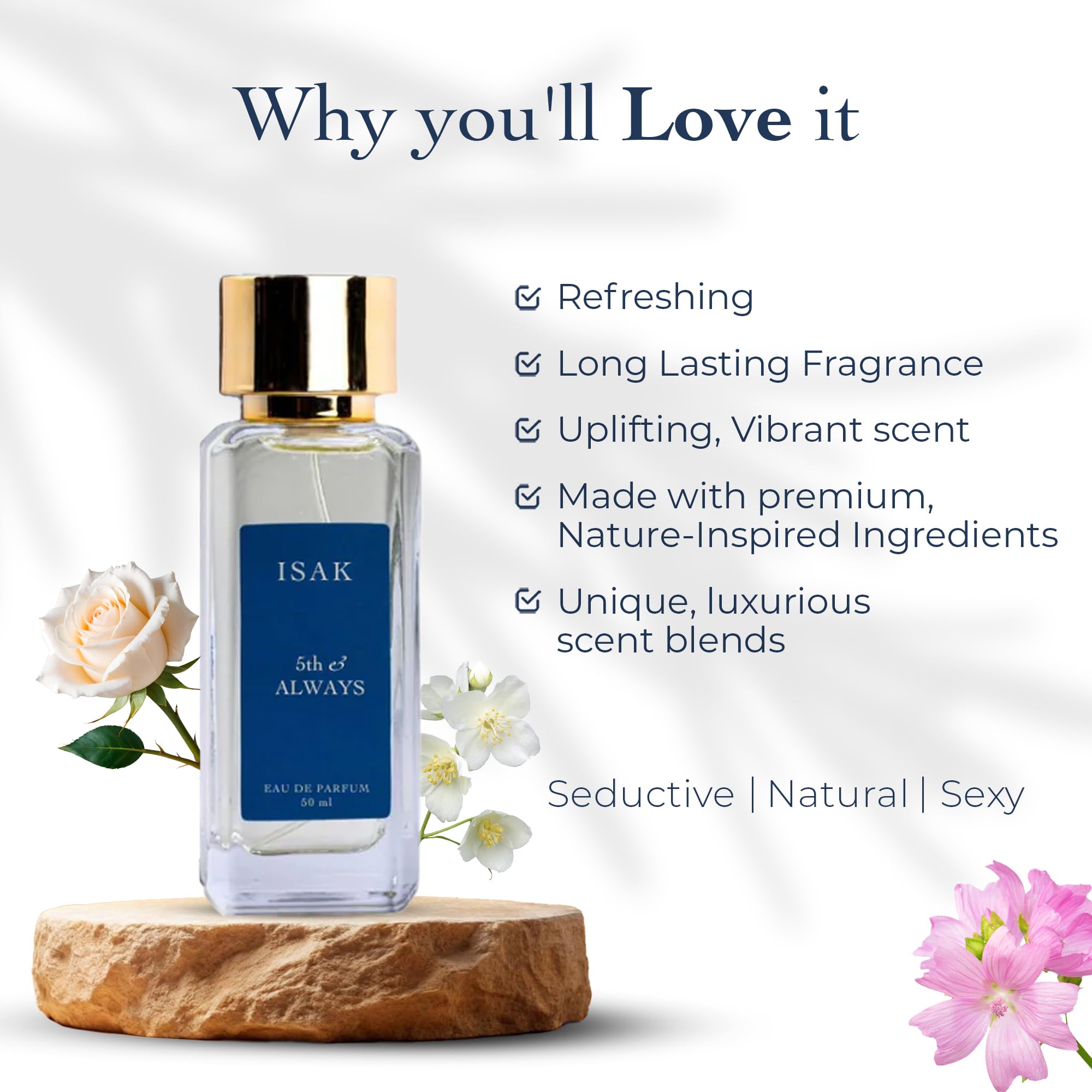 ISAK Fragrances 5th & Always - Long Lasting Unisex Eau De Parfum (50ml) | Premium Perfume for Men & Women | Perfect Gift for Birthday, Anniversary & Special Occasions | Day & Night Wear | Fresh Floral Scent