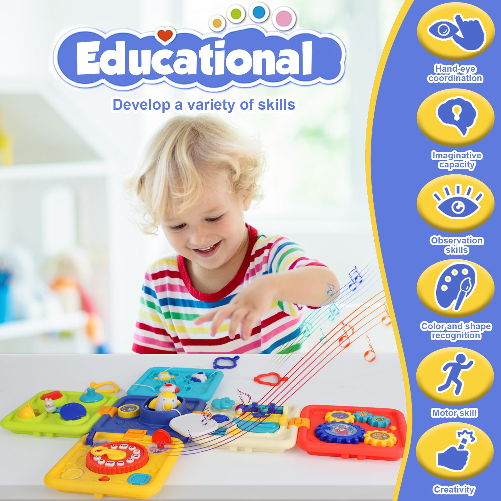 Montessori Toys for 1-3 Year Olds - 6-in-1 Sensory Activity Cube for Toddlers | Educational Birthday Gift for Boys & Girls