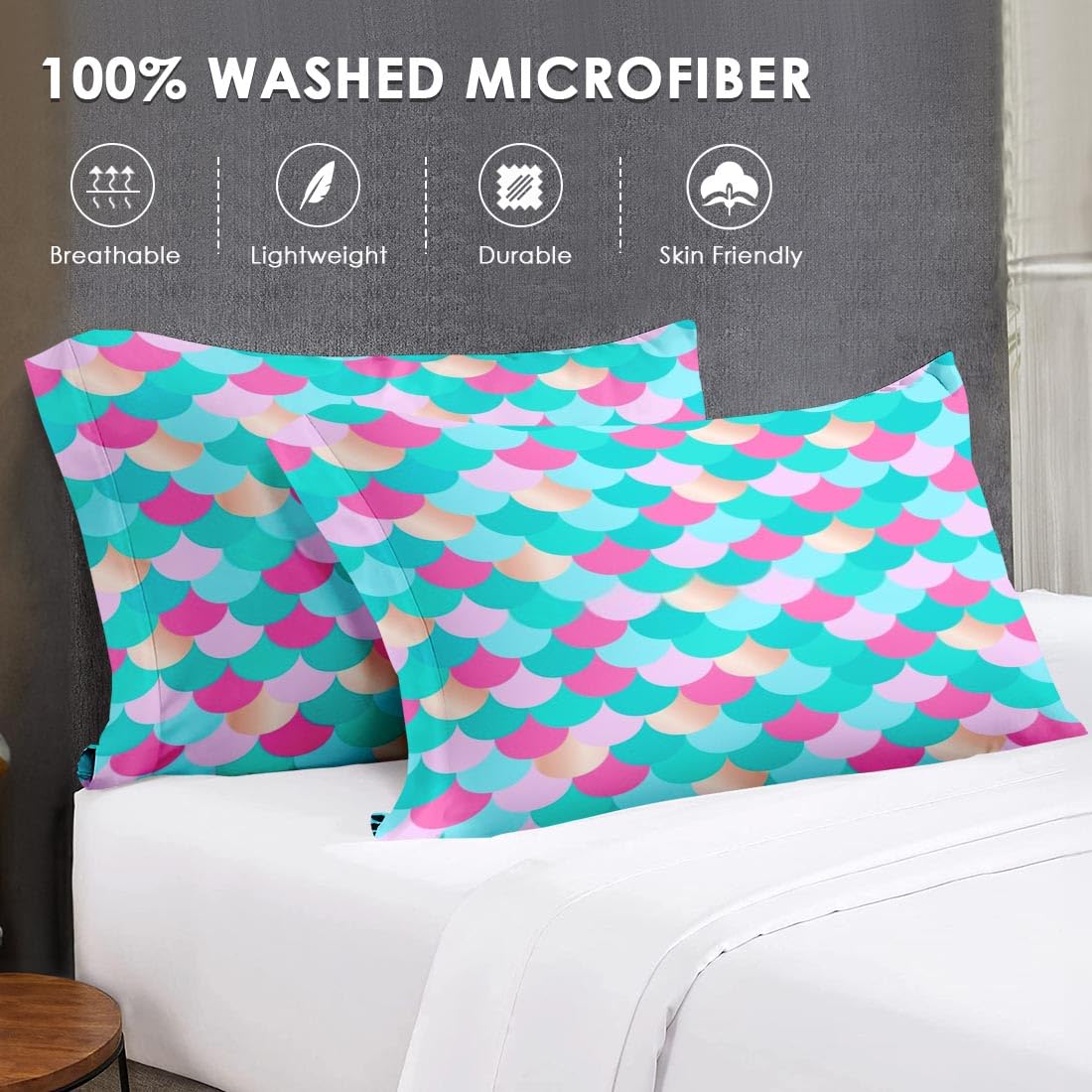 Mermaid Gold Red Green Comforter Set Queen Size - Soft Bedding Set for Kids & Adults, Includes 2 Pillowcases - Perfect for Bedroom Decor & Coastal Themed Rooms