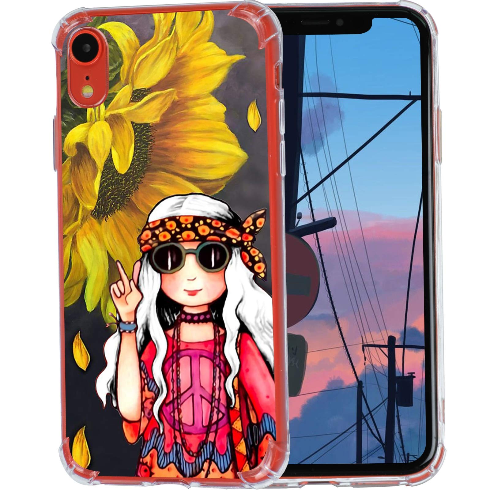 Stylish Sunflower Hippie Case for iPhone XR - Soft Slim Silicone TPU Protective Cover with Unique Floral Design | Perfect Gift for Women & Girls | Compatible with iPhone XR (6.1 Inch) | Ideal for Everyday Use, Travel & Fashion Accessories